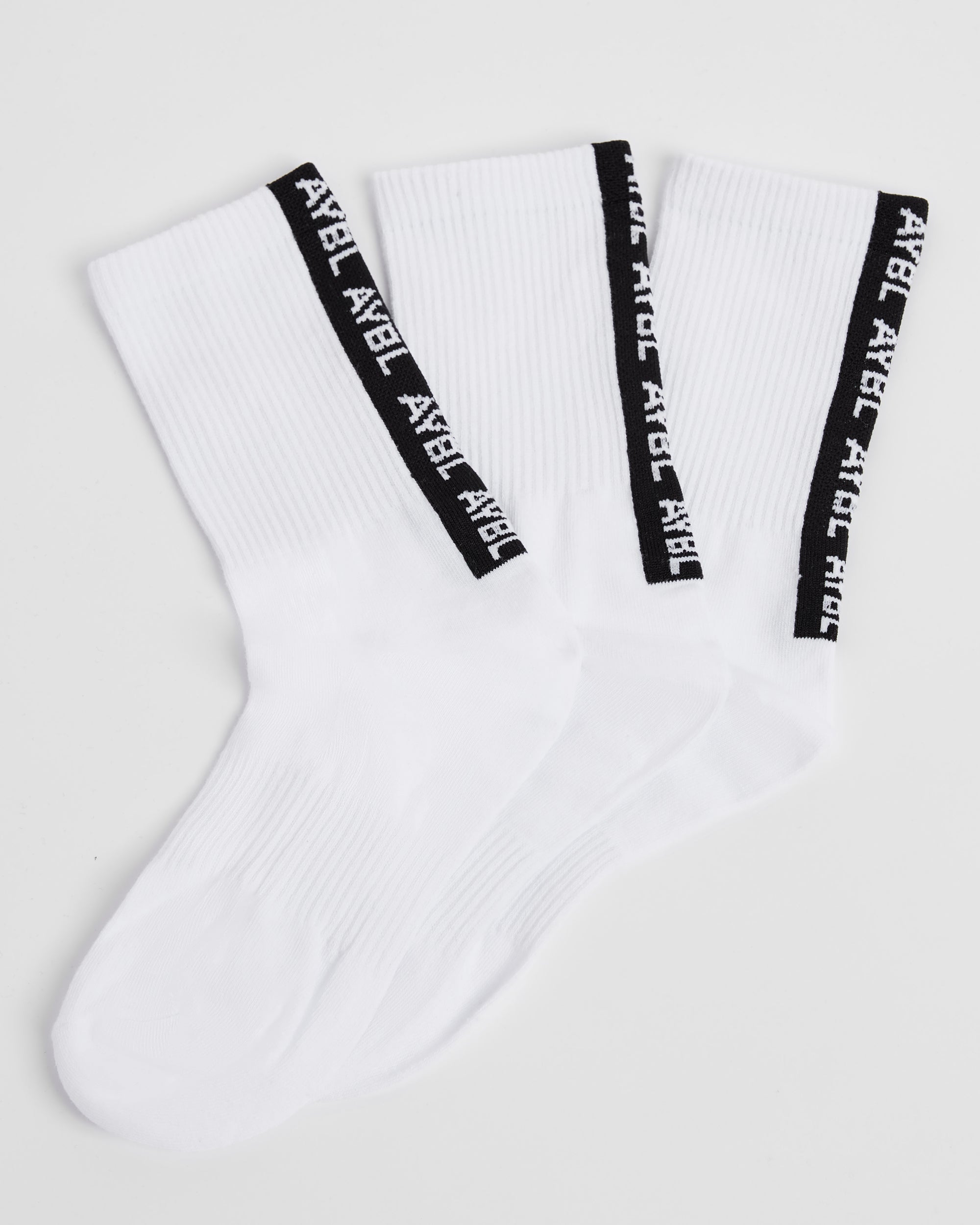 Everyday Back Stripe Crew Socks (3 Pack) - Blanc