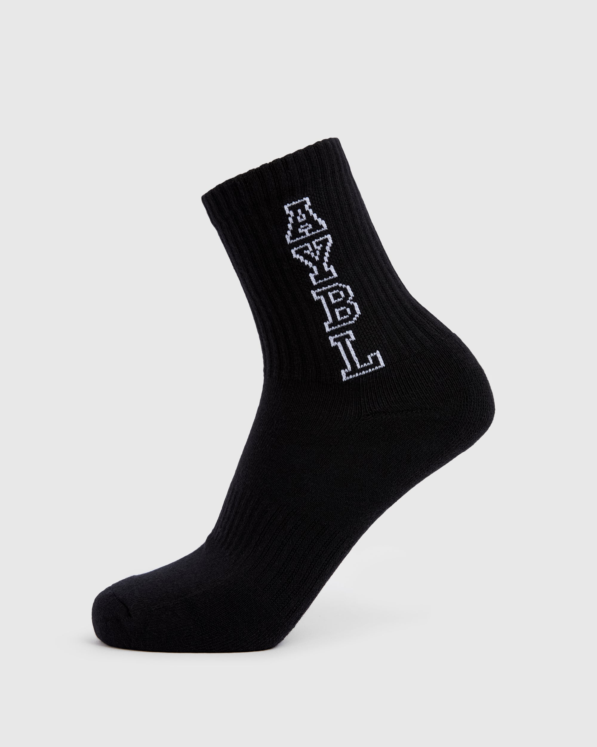 Varsity Vertical Crew Socks - Noir