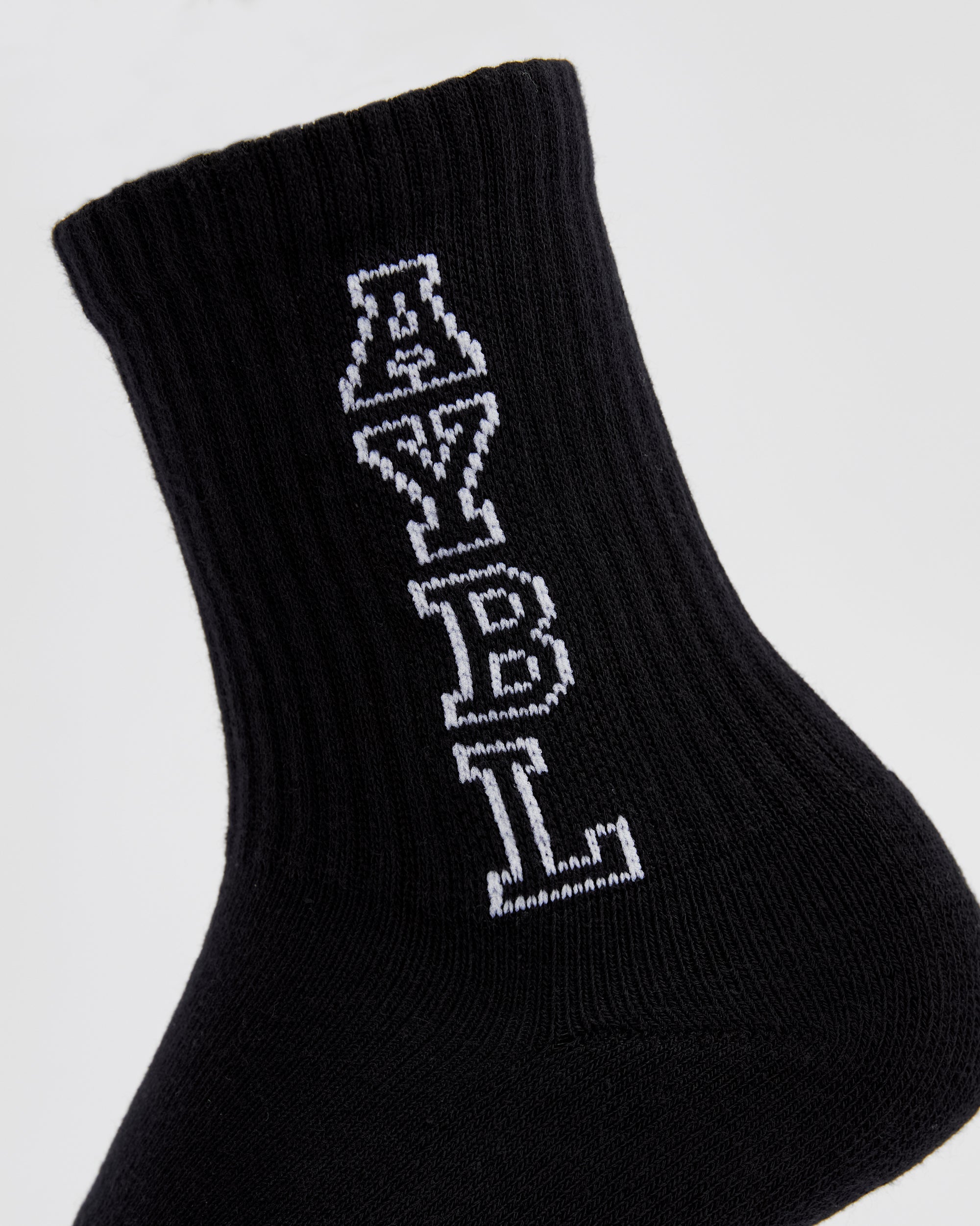 Varsity Vertical Crew Socks - Noir