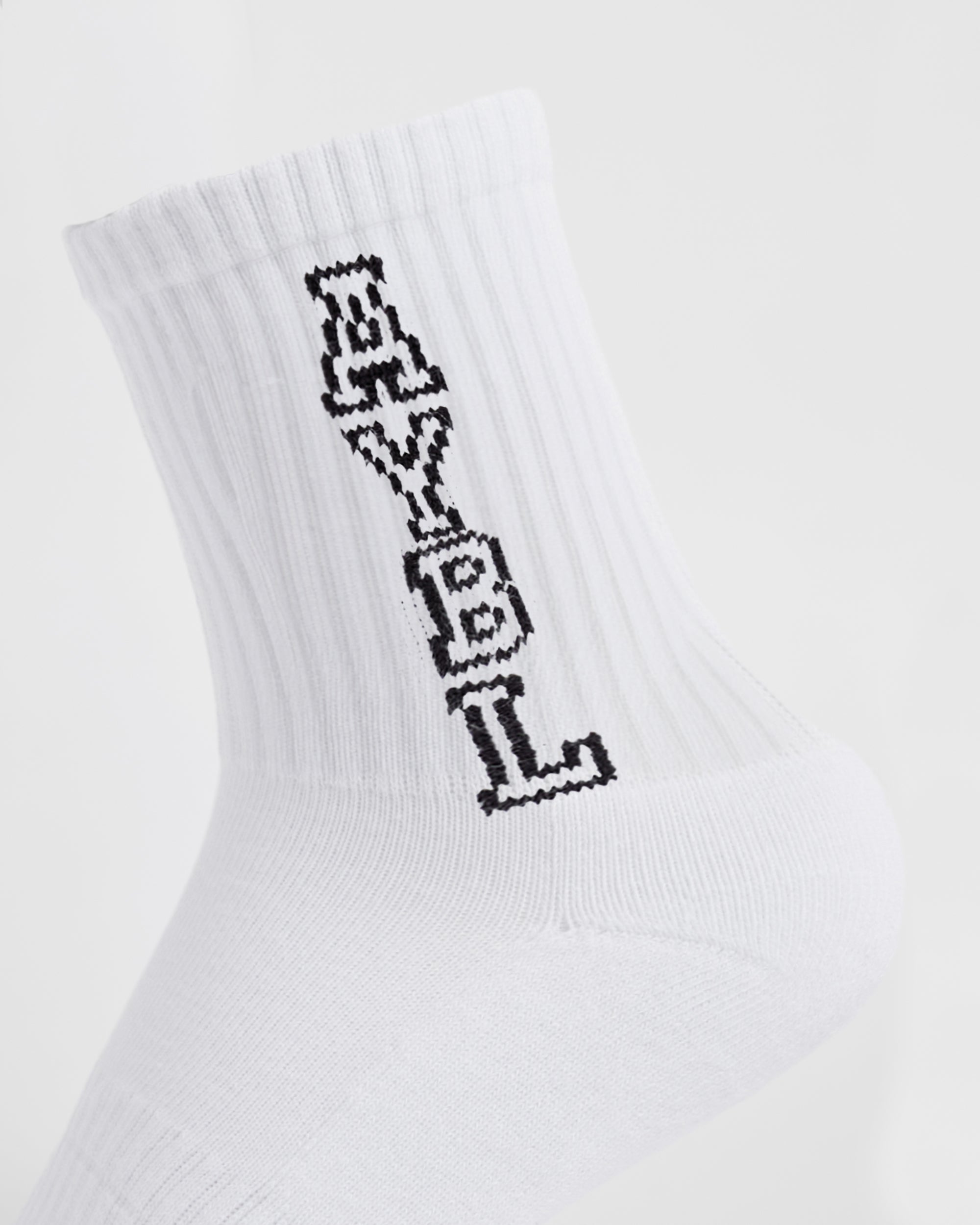 Varsity Vertical Crew Socks - Blanc