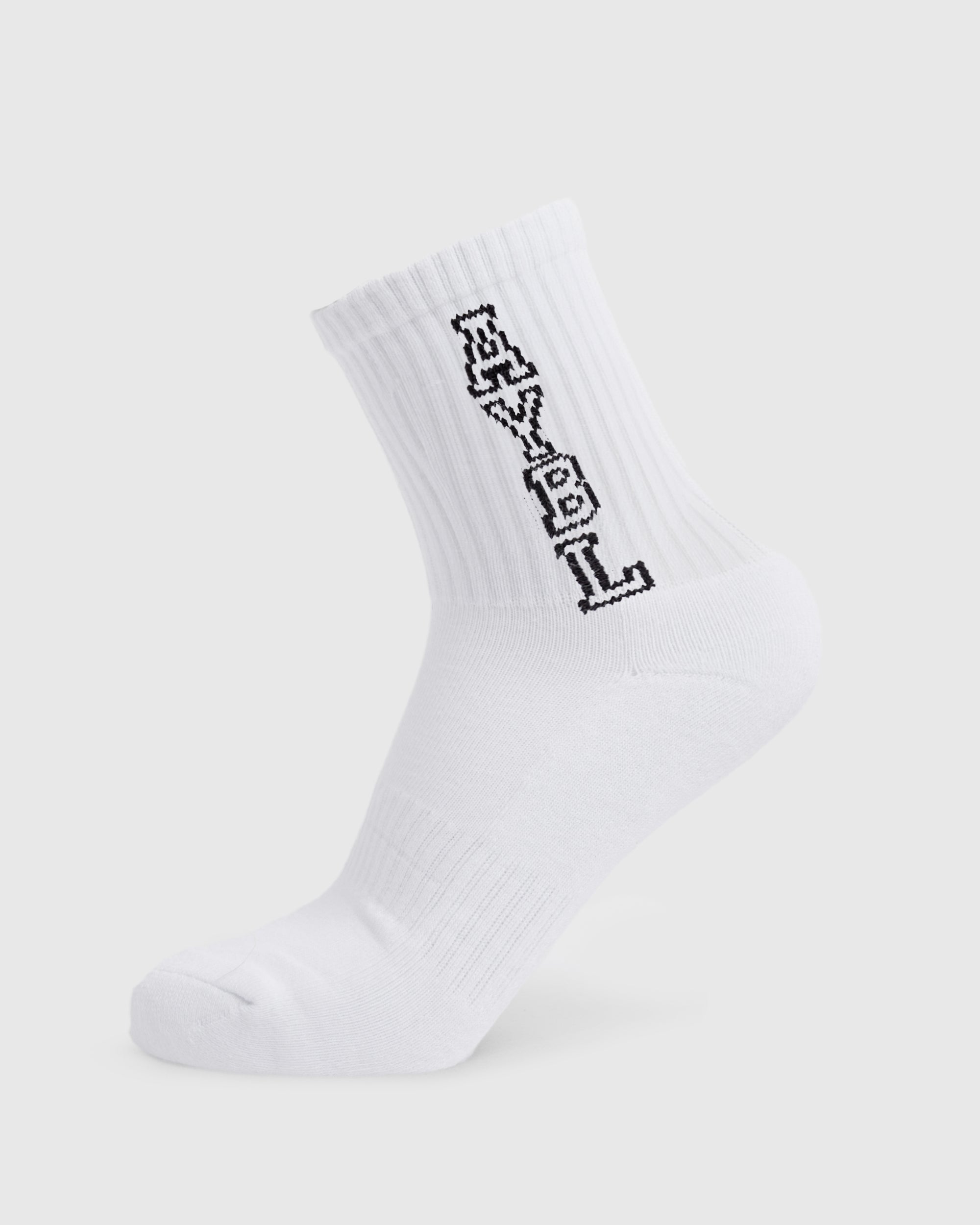 Varsity Vertical Crew Socks - Blanc