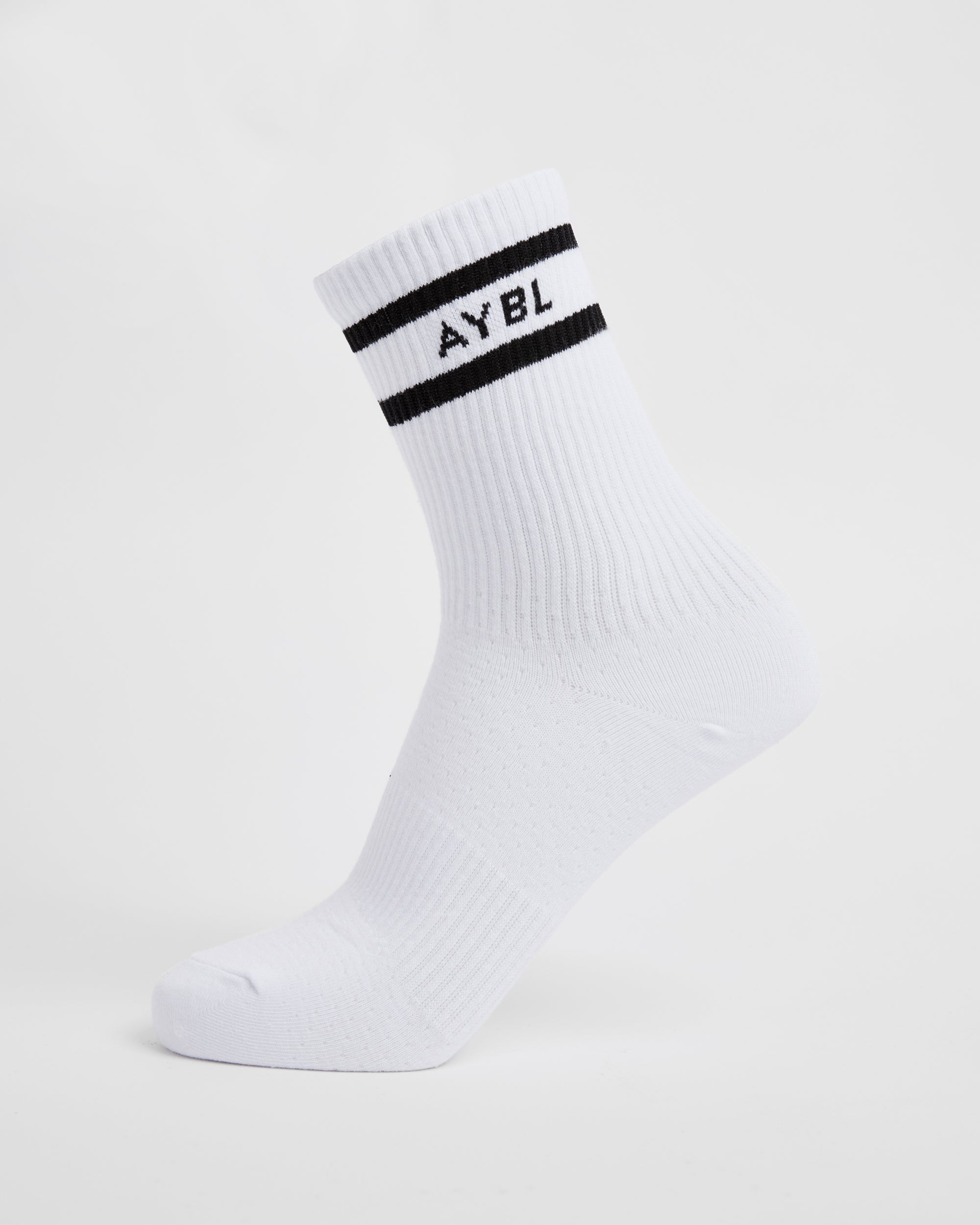 Everyday Double Stripe Crew Socks (3 Pack) - Blanc