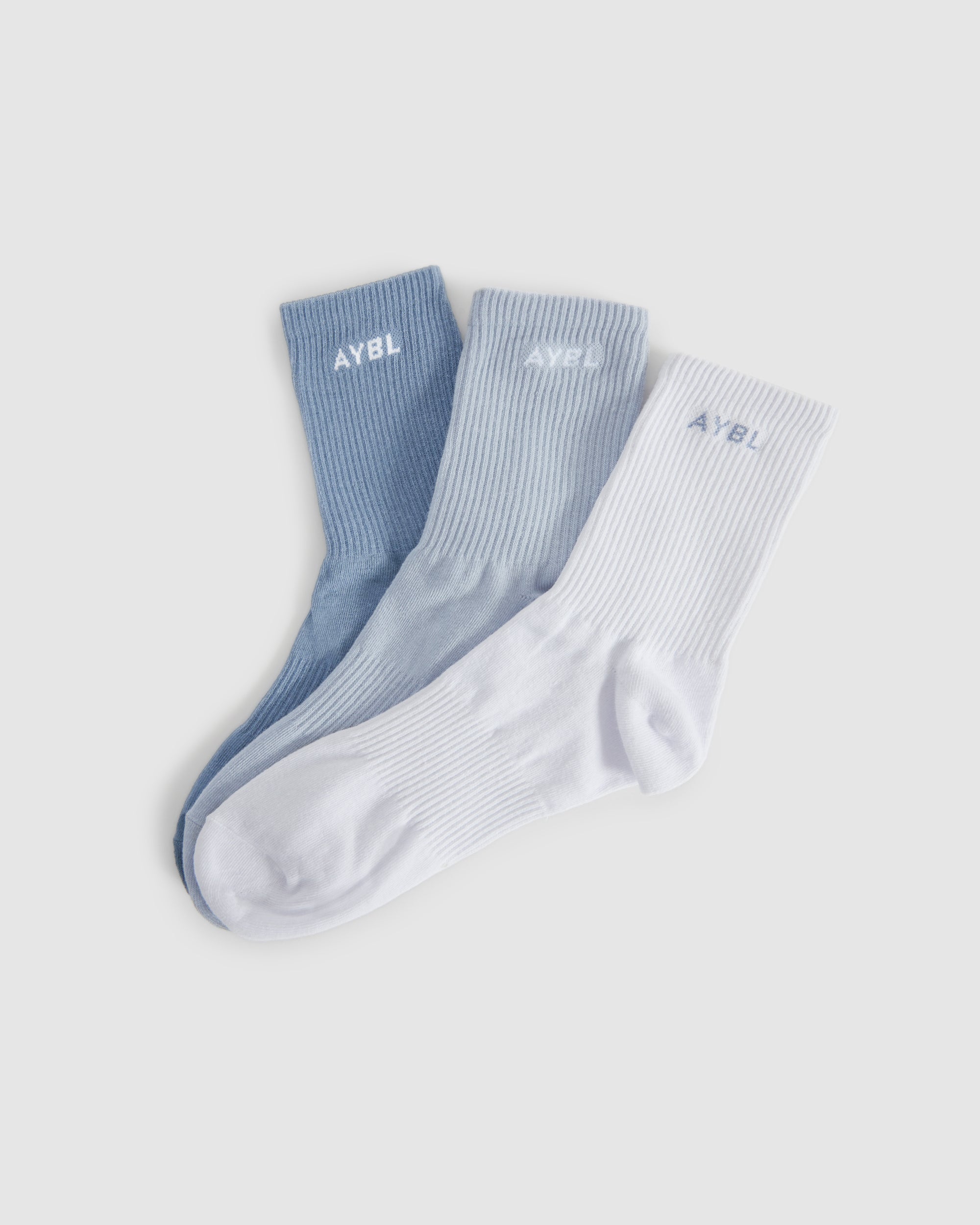 Everyday Crew Socks (3 Pack) - Slate Bleu/Light Bleu/Blanc