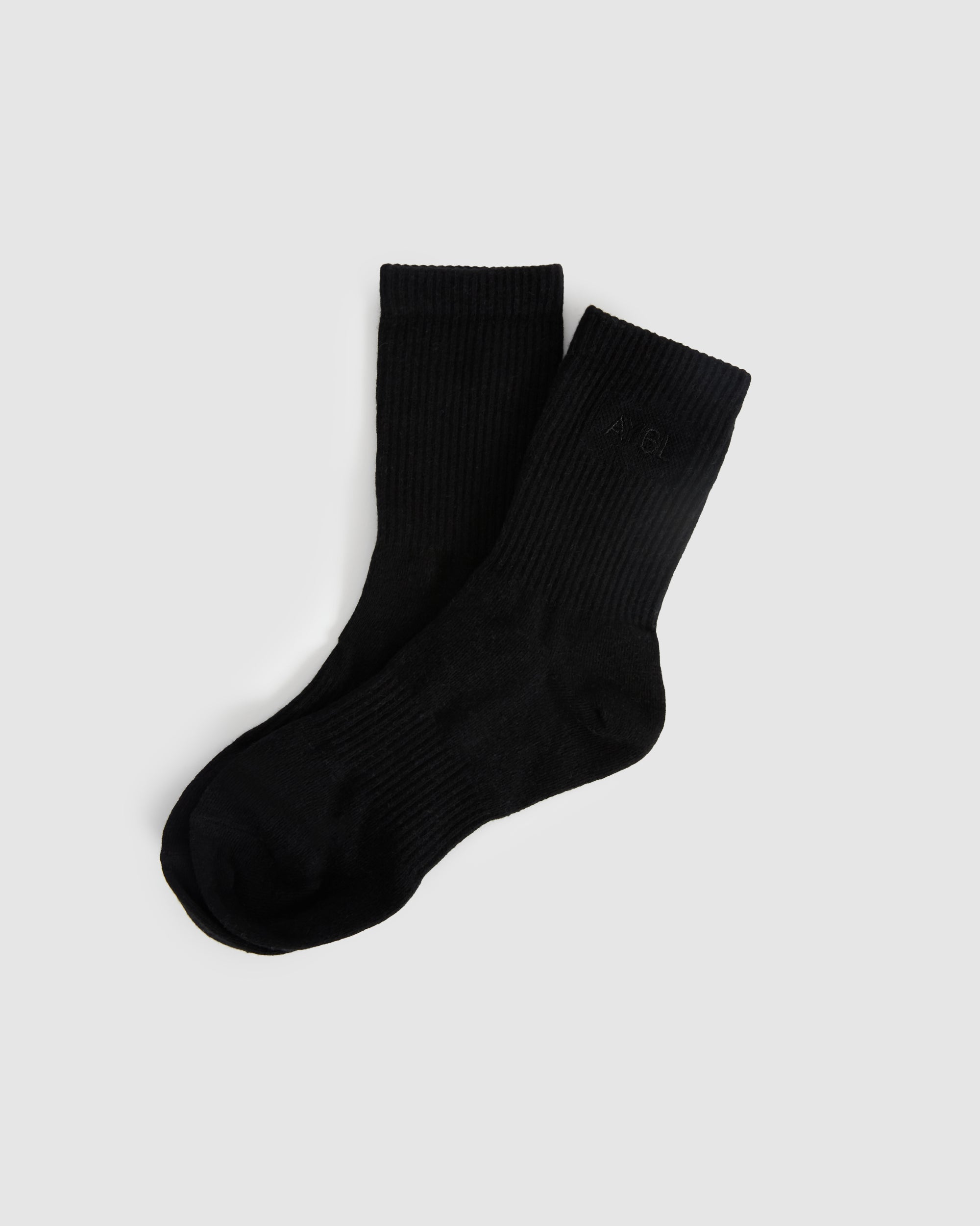 Tonal Embroidered Crew Socks - Noir