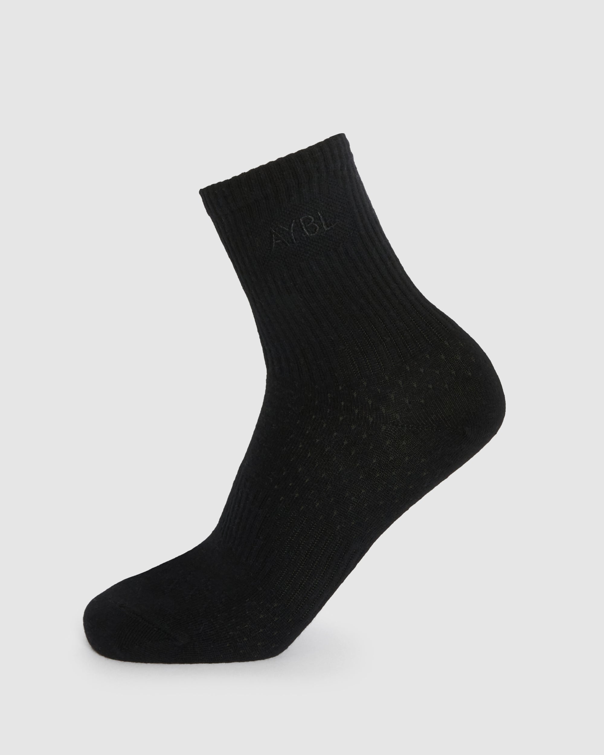 Tonal Embroidered Crew Socks - Noir