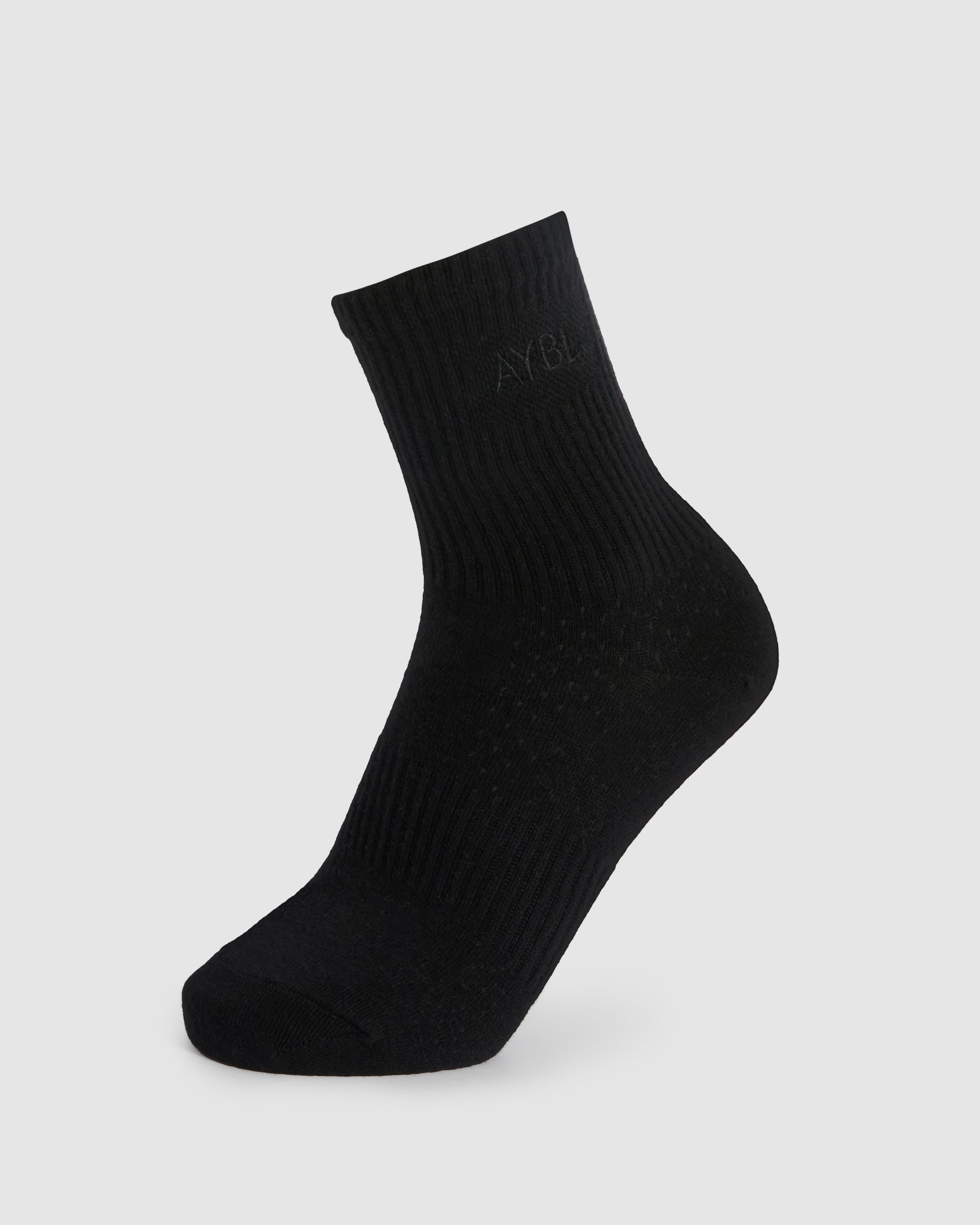 Tonal Embroidered Crew Socks - Noir