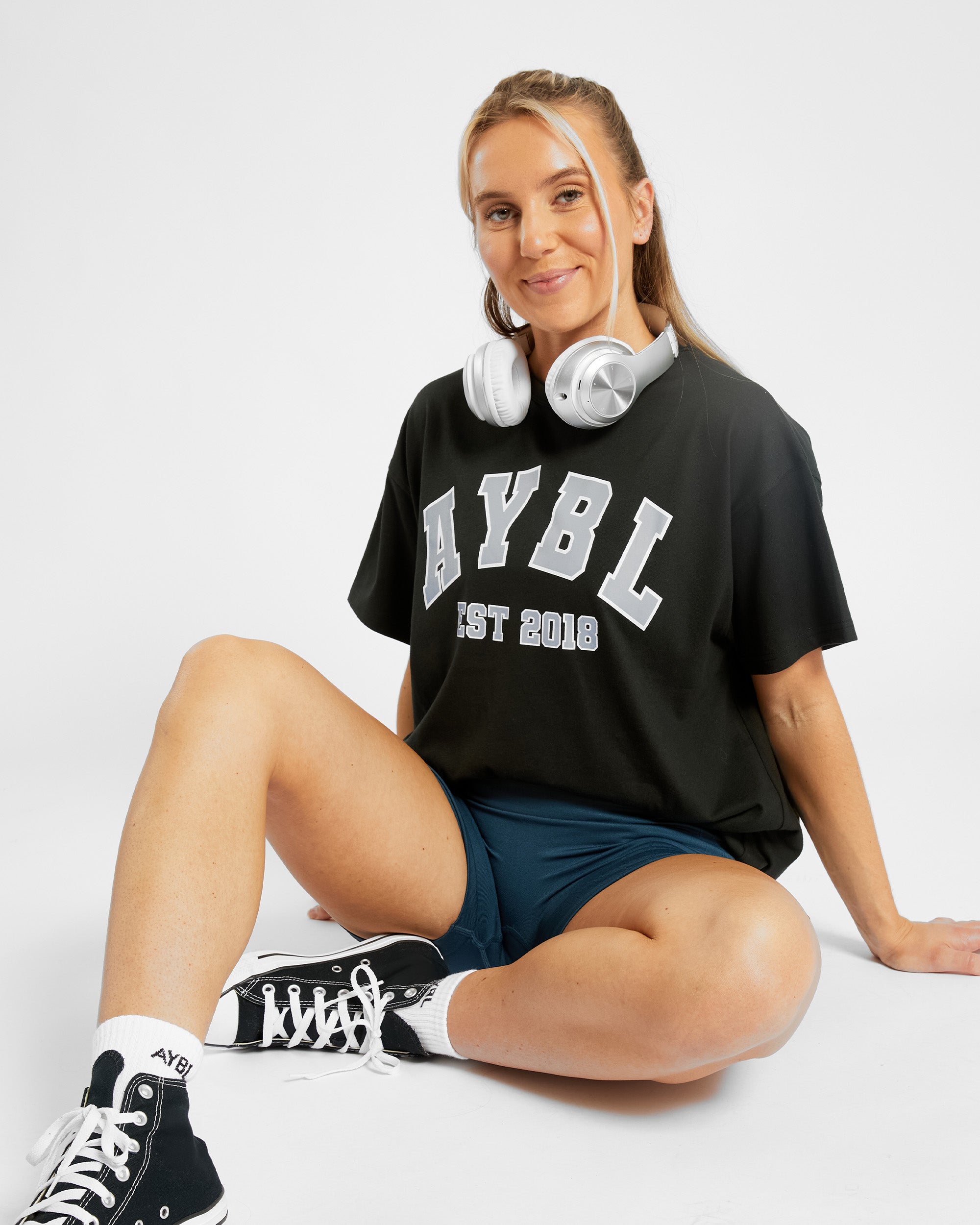 Varsity Oversized T Shirt - Noir/Bleu