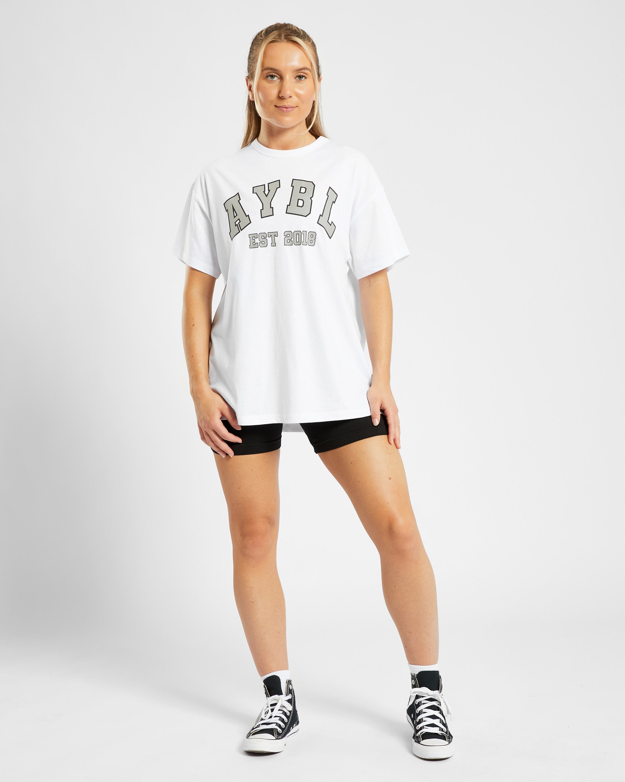 Varsity Oversized T Shirt - Blanc/Olive