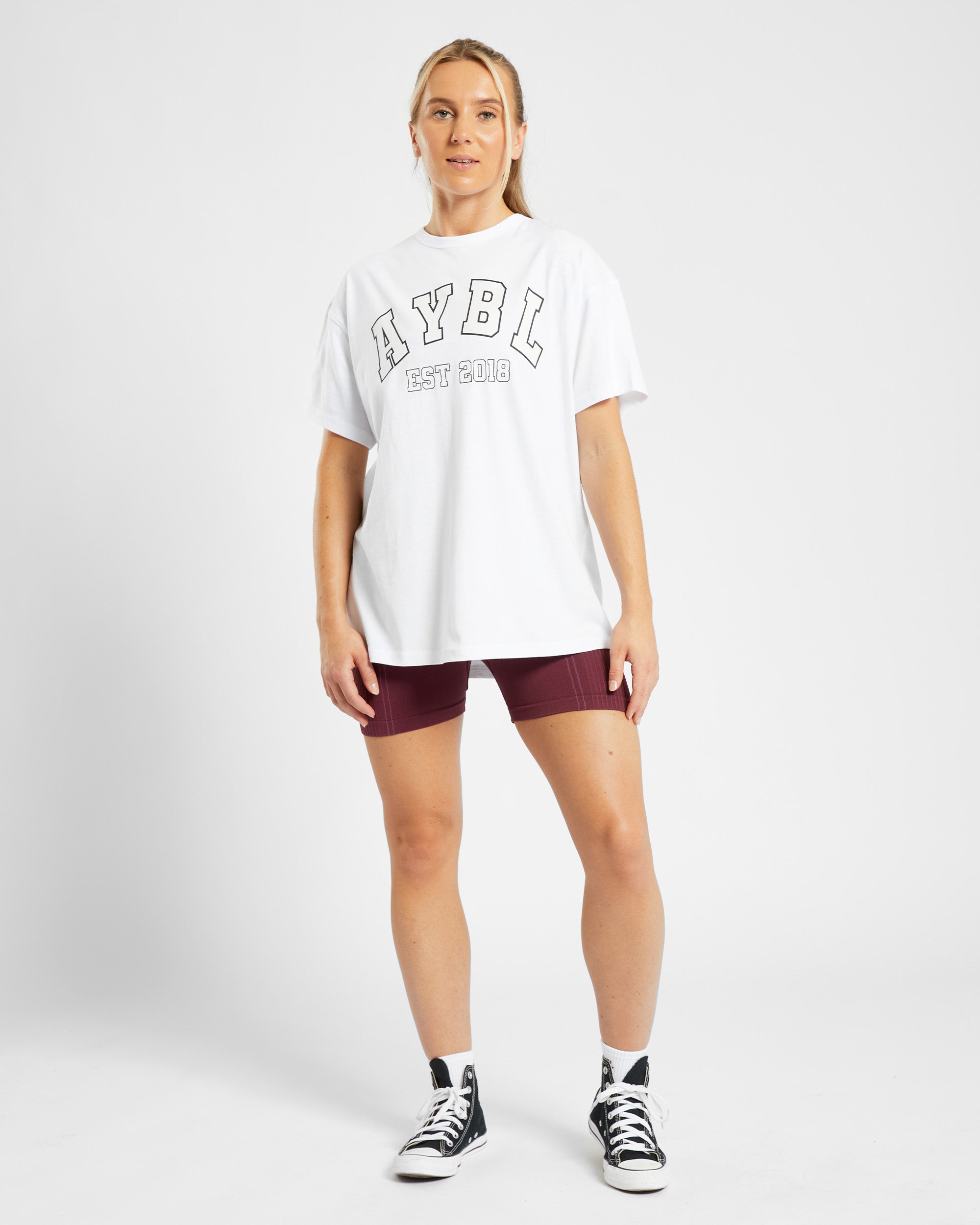 Varsity Oversized T Shirt - Blanc