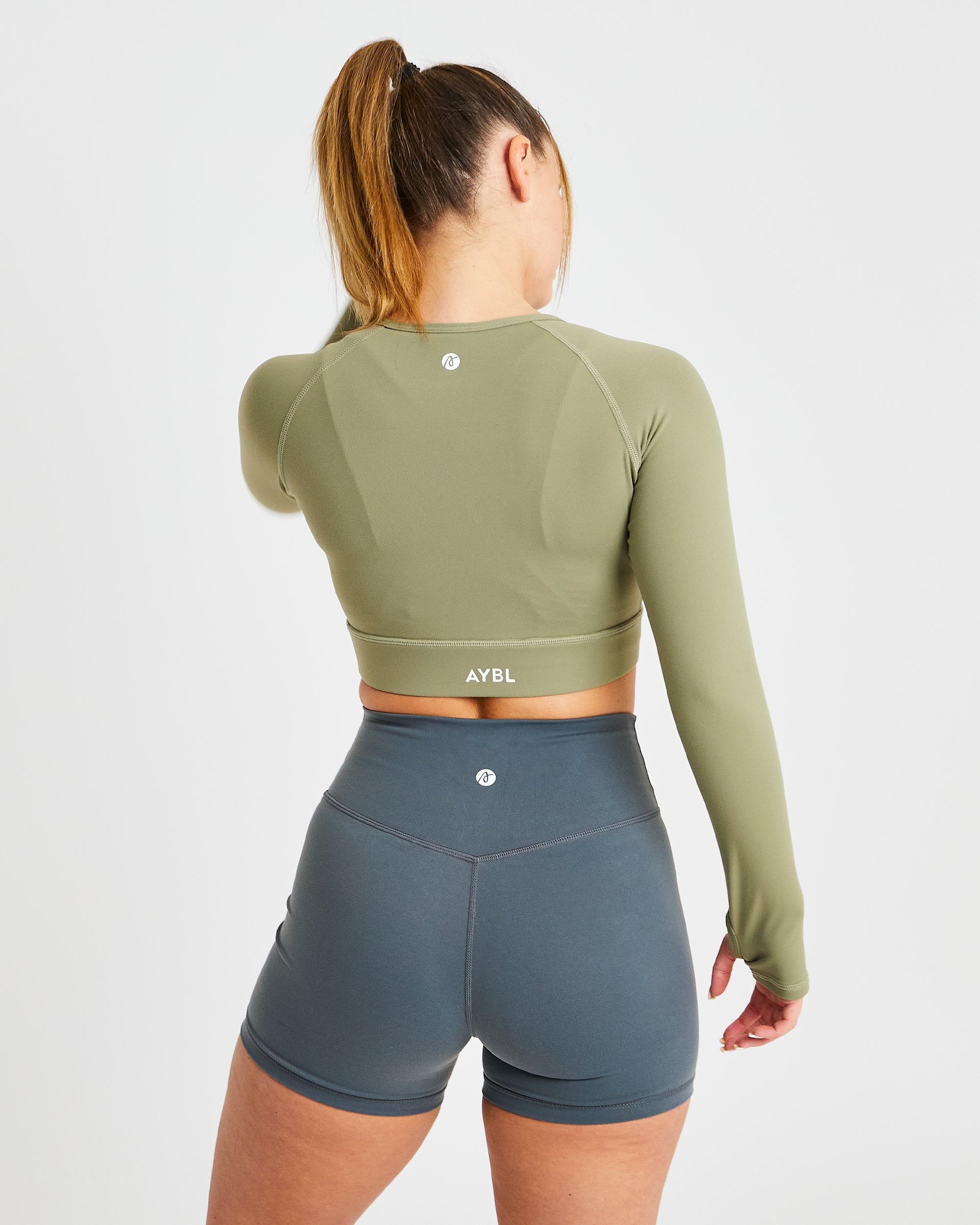 Core Long Sleeve Crop Top - Olive