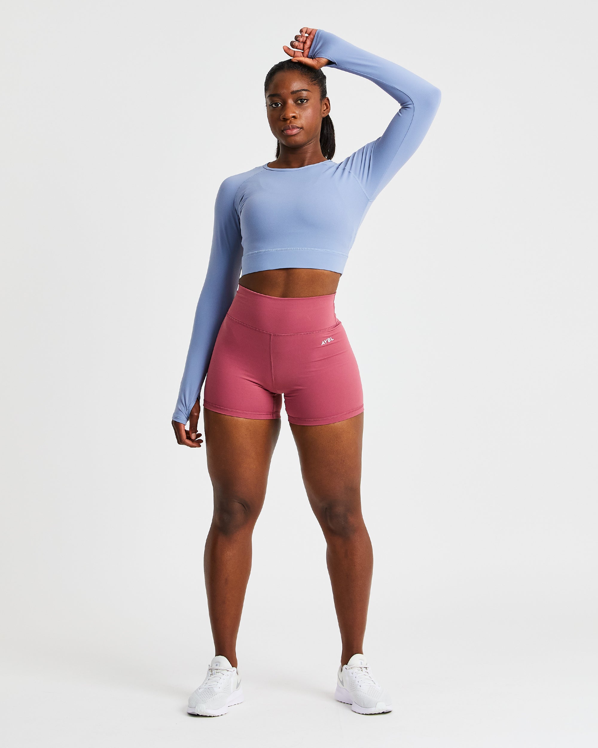 Core Long Sleeve Crop Top - Steel Bleu