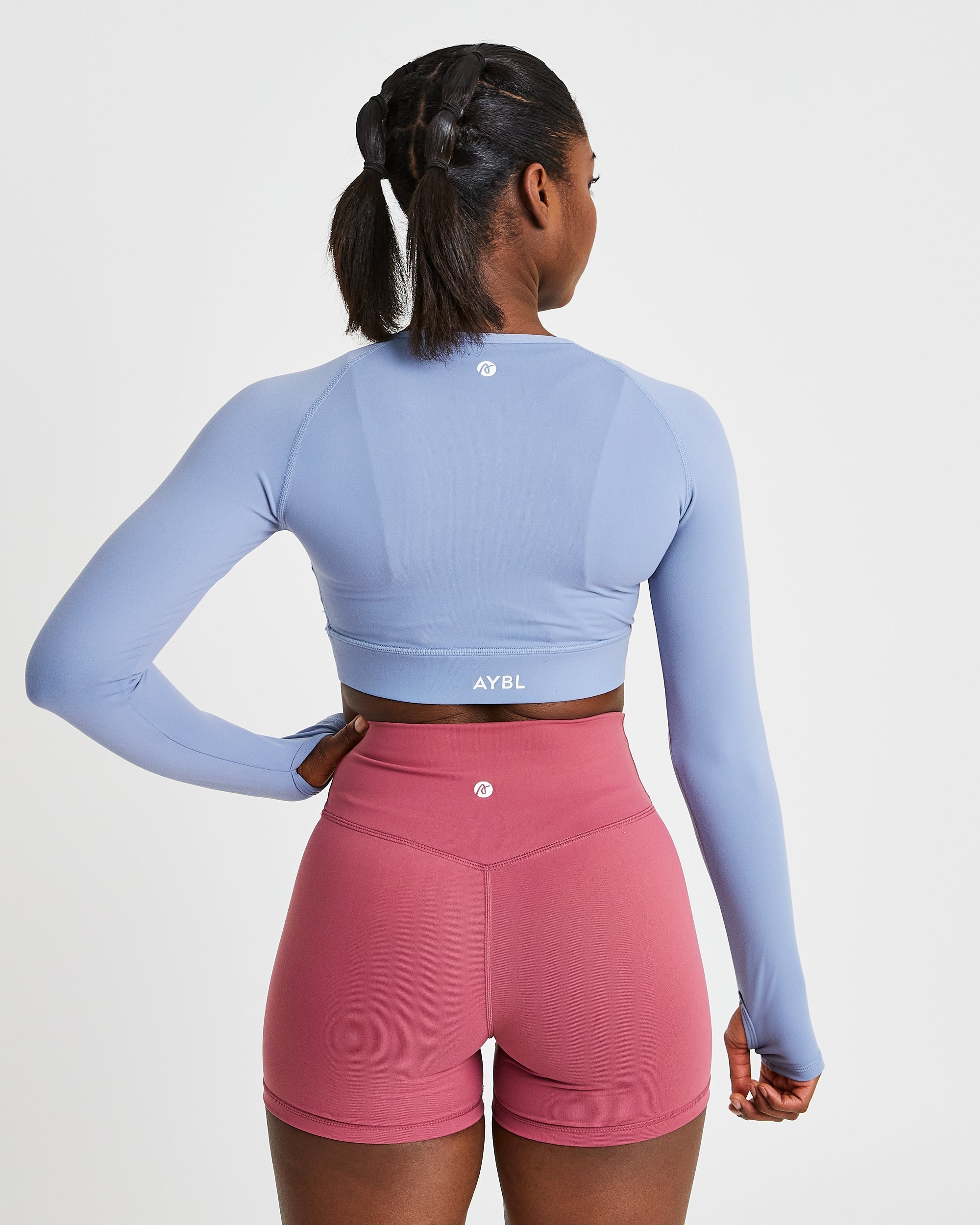 Core Long Sleeve Crop Top - Steel Bleu