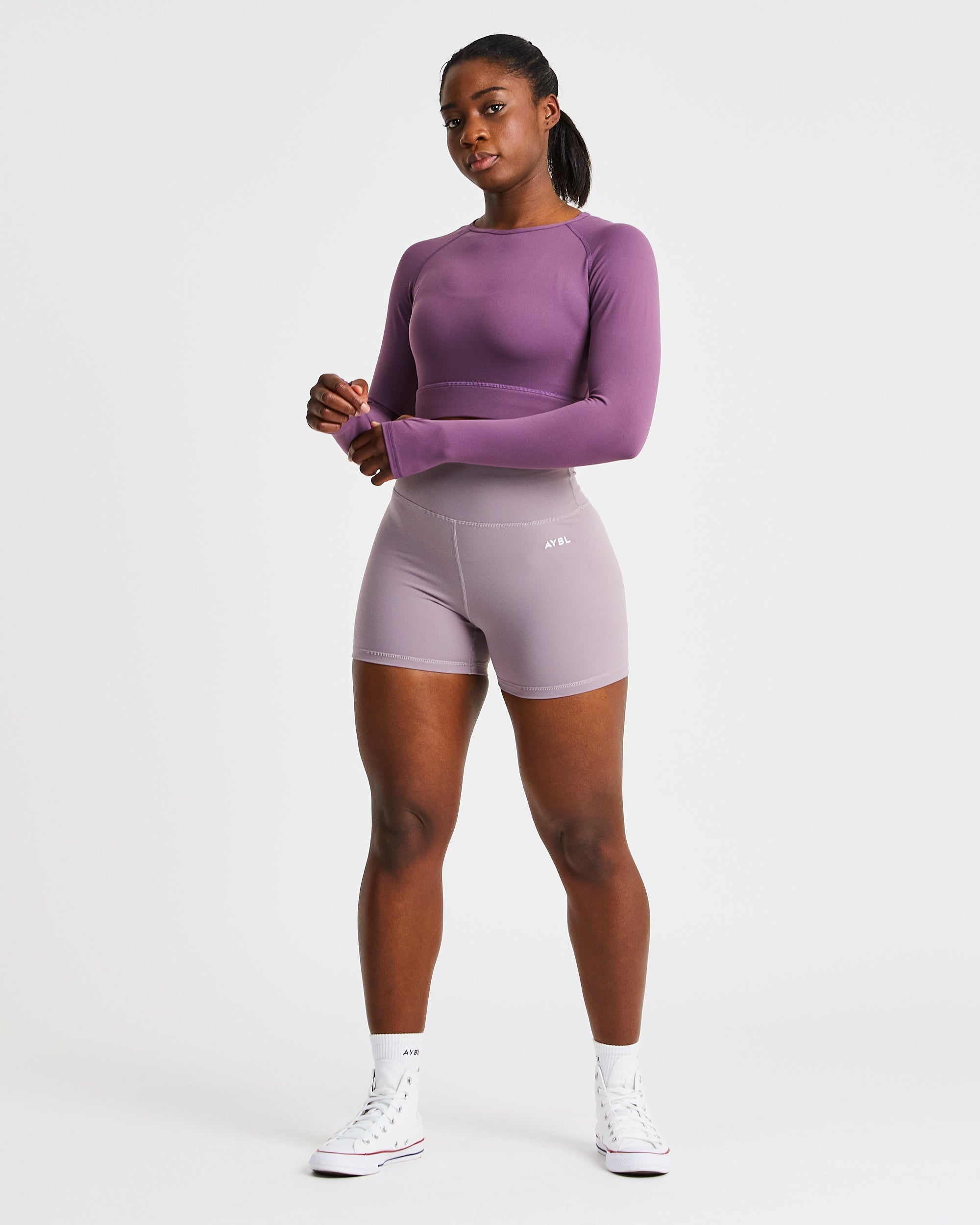 Core Long Sleeve Crop Top - Violet