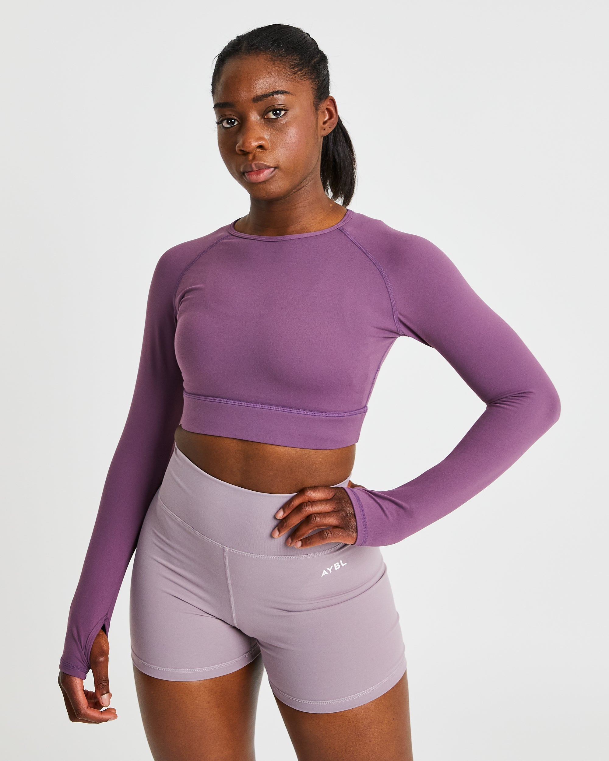 Core Long Sleeve Crop Top - Violet