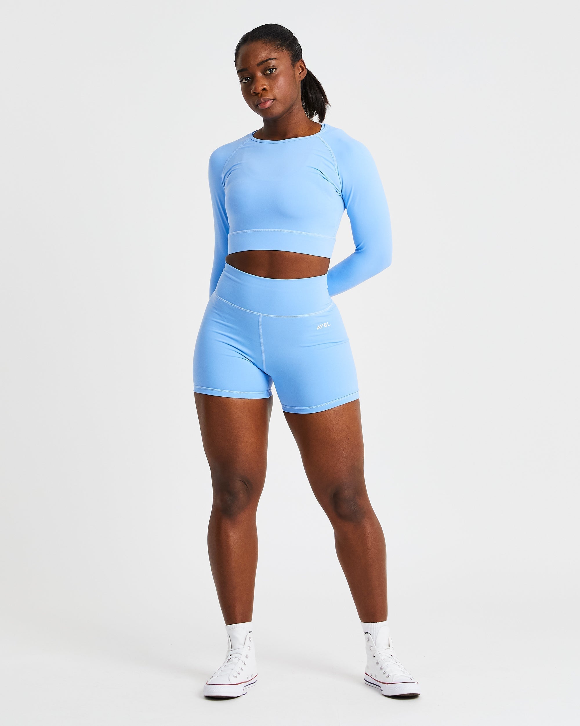 Core Long Sleeve Crop Top - Placid Bleu