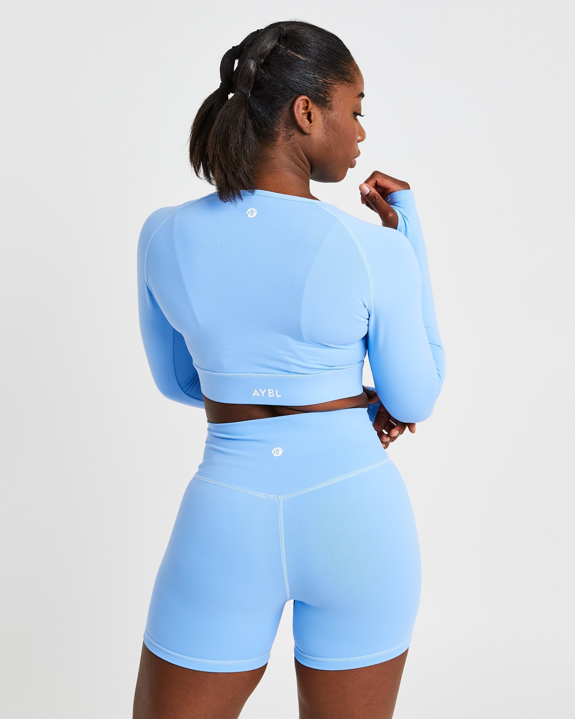 Core Long Sleeve Crop Top - Placid Bleu