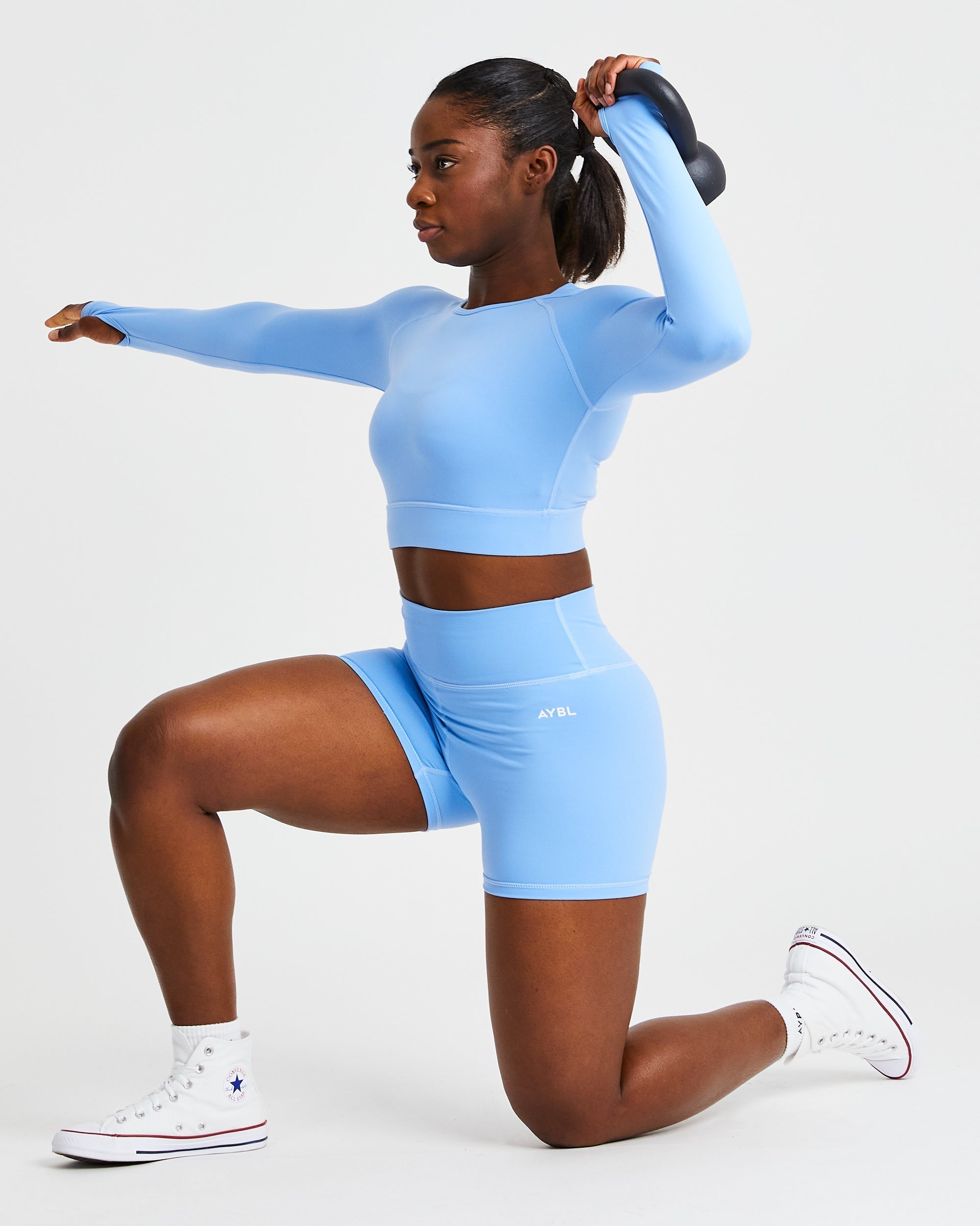 Core Long Sleeve Crop Top - Placid Bleu