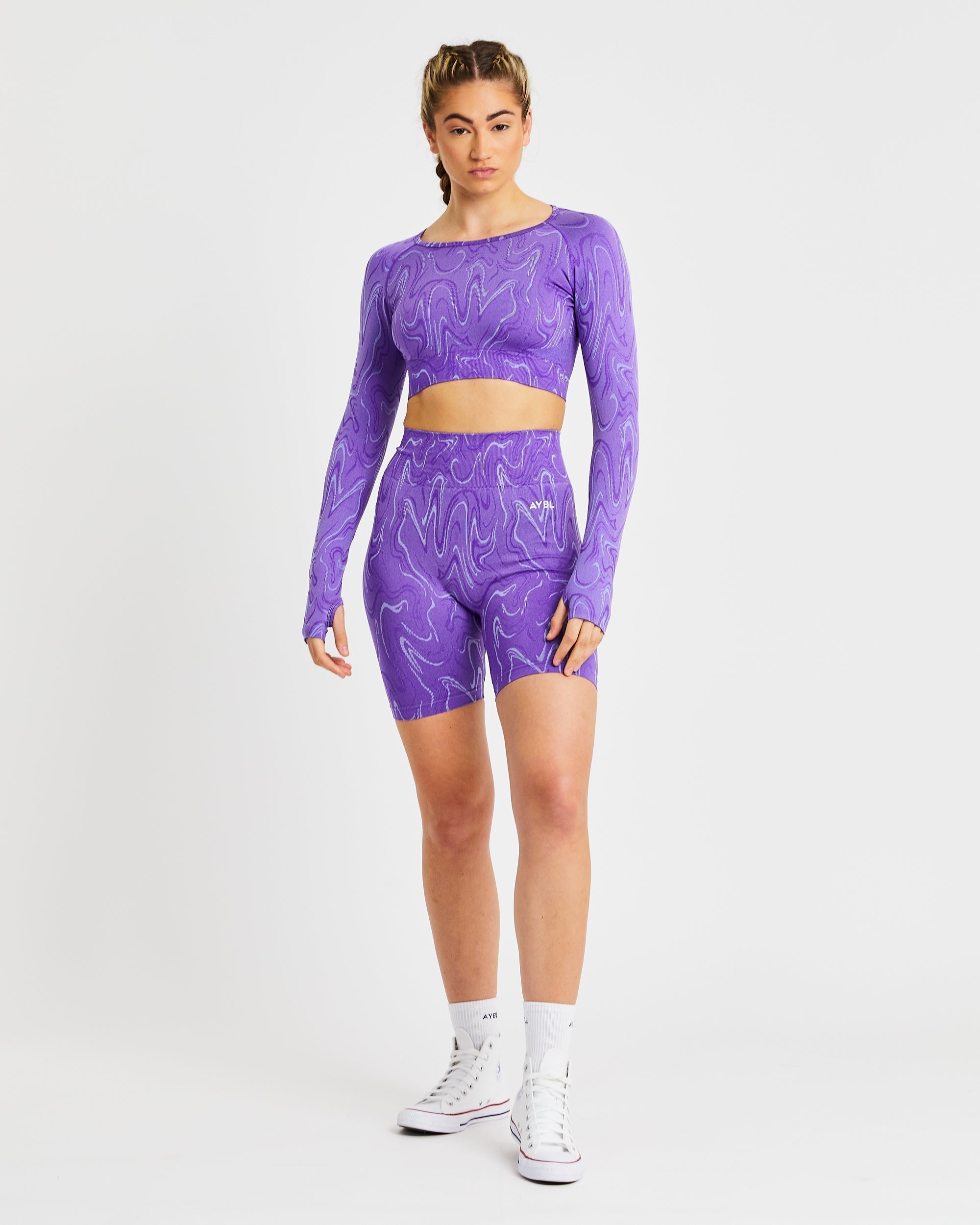 Velocity Seamless Long Sleeve Crop Top - Violet