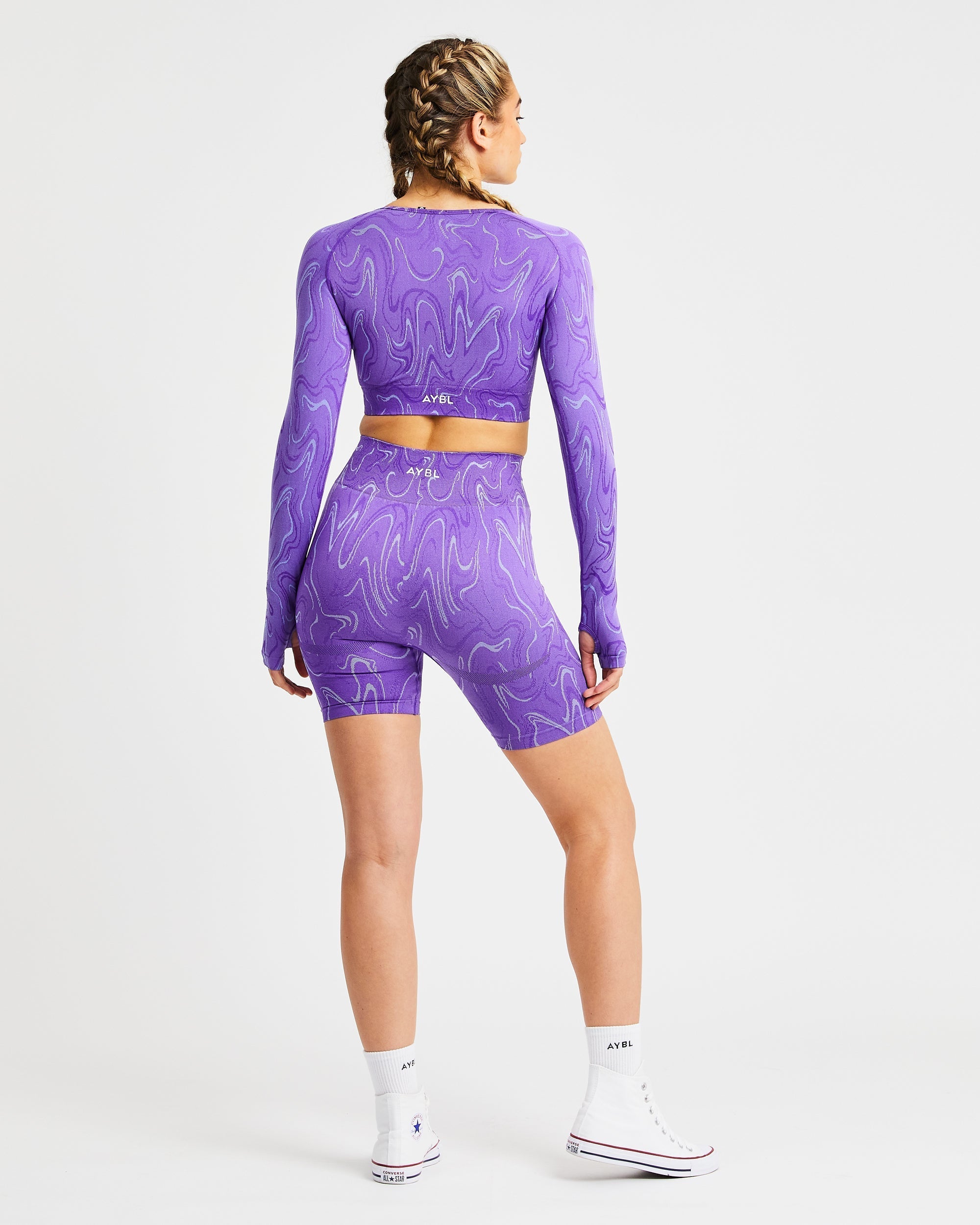 Velocity Seamless Long Sleeve Crop Top - Violet