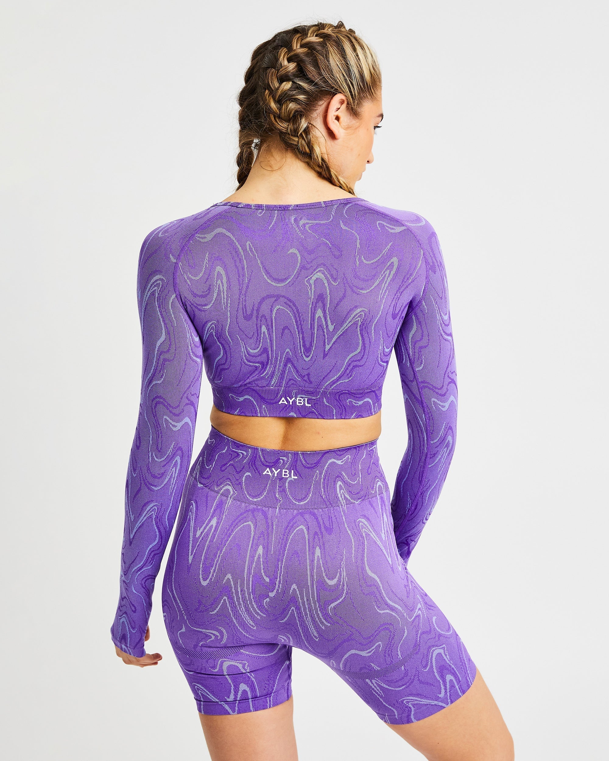 Velocity Seamless Long Sleeve Crop Top - Violet