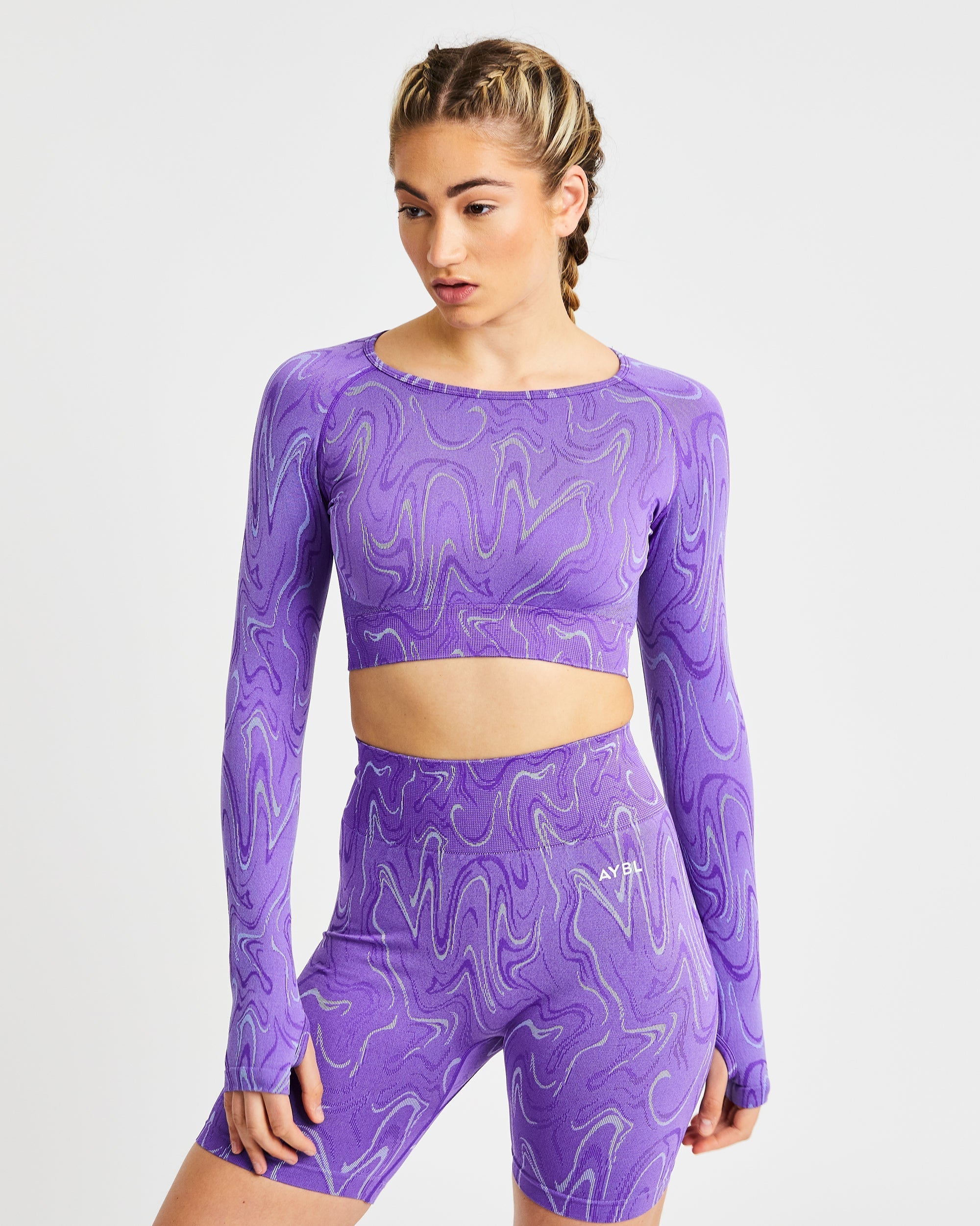 Velocity Seamless Long Sleeve Crop Top - Violet