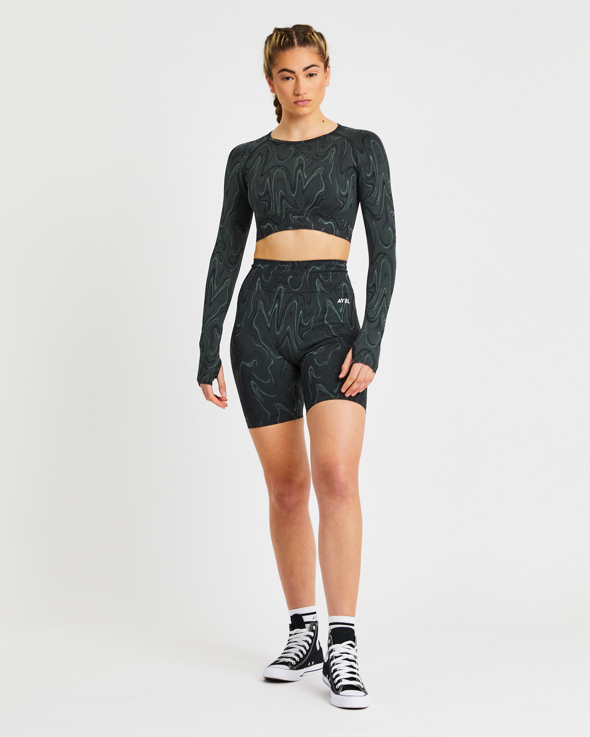 Velocity Seamless Long Sleeve Crop Top - Noir