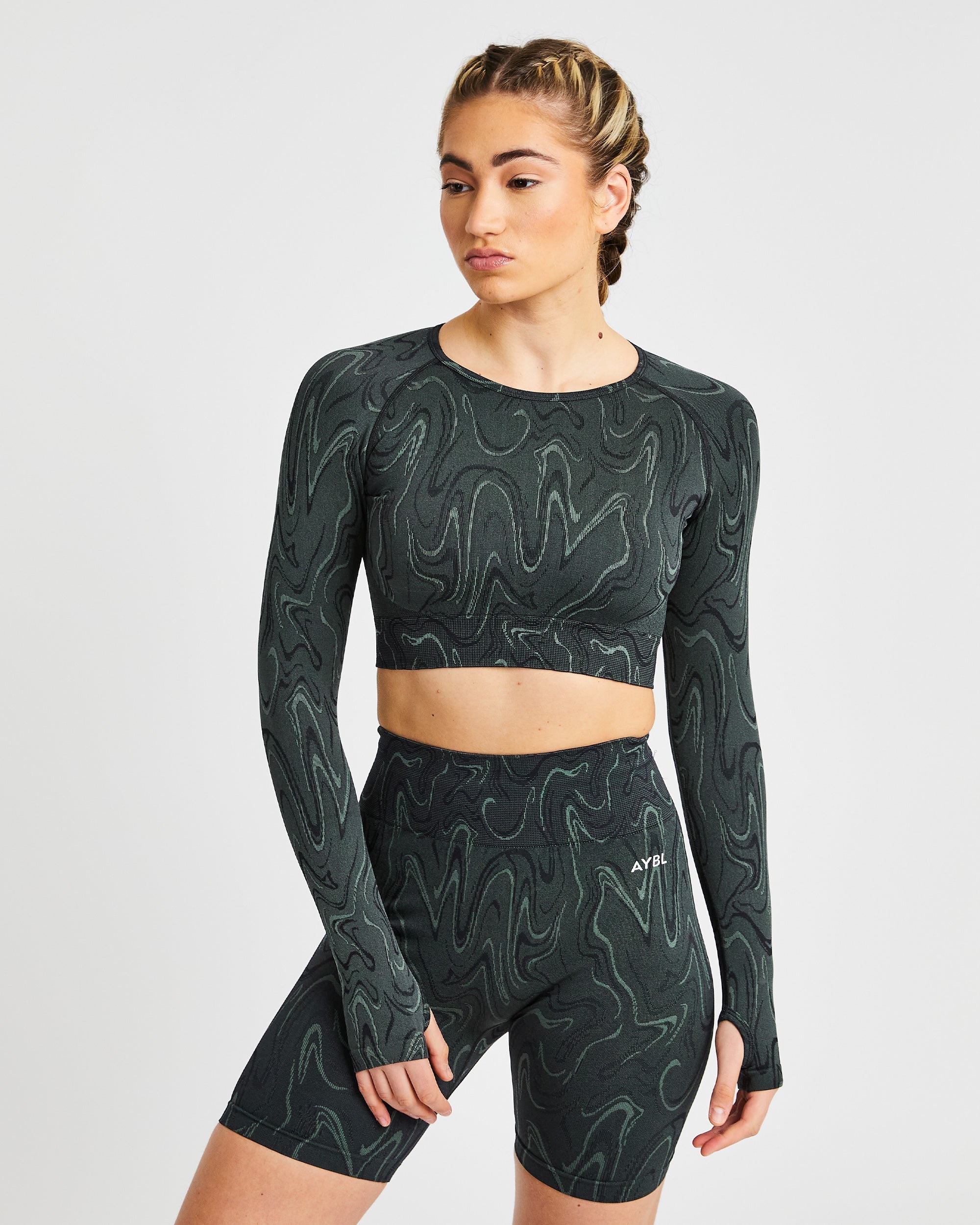 Velocity Seamless Long Sleeve Crop Top - Noir