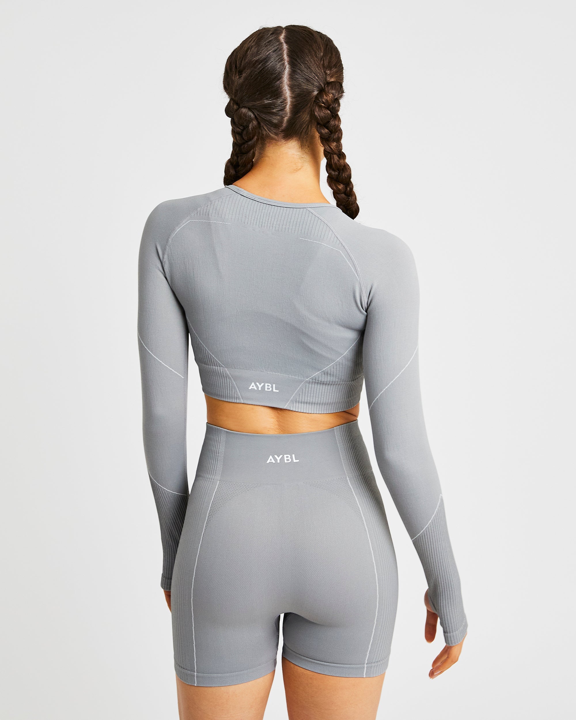 Reflex Seamless Long Sleeve Crop Top - Gris