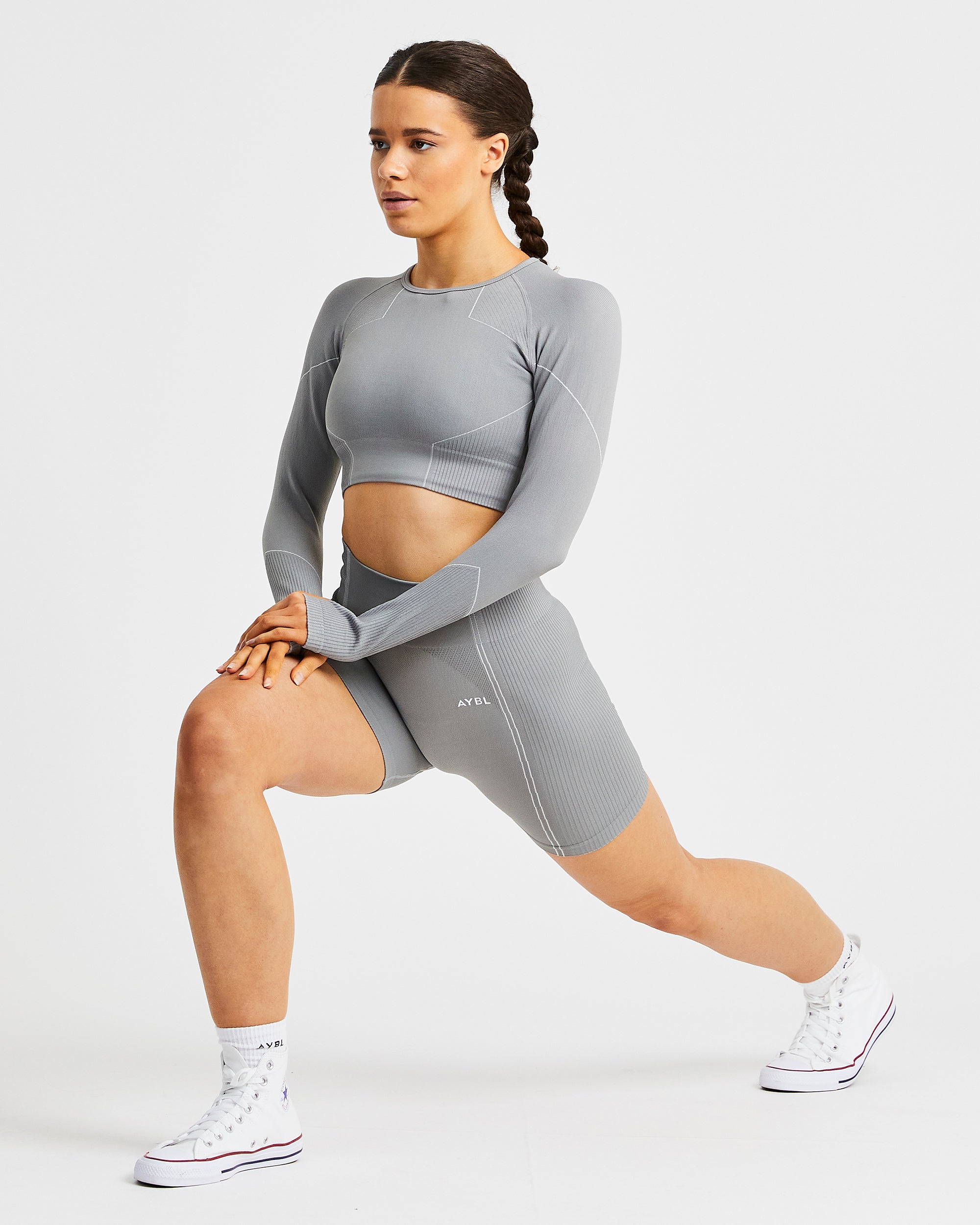 Reflex Seamless Long Sleeve Crop Top - Gris