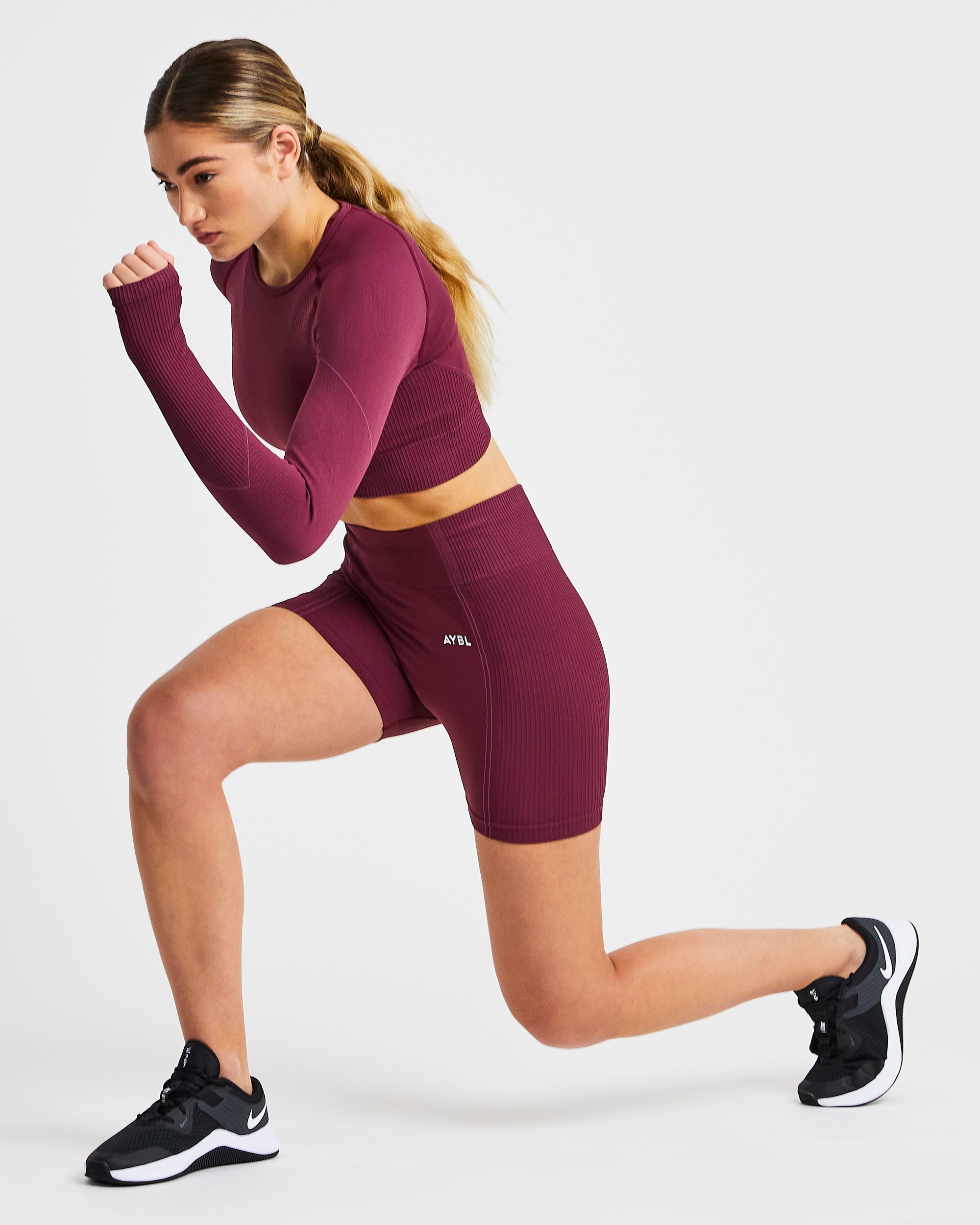 Reflex Seamless Long Sleeve Crop Top - Plum