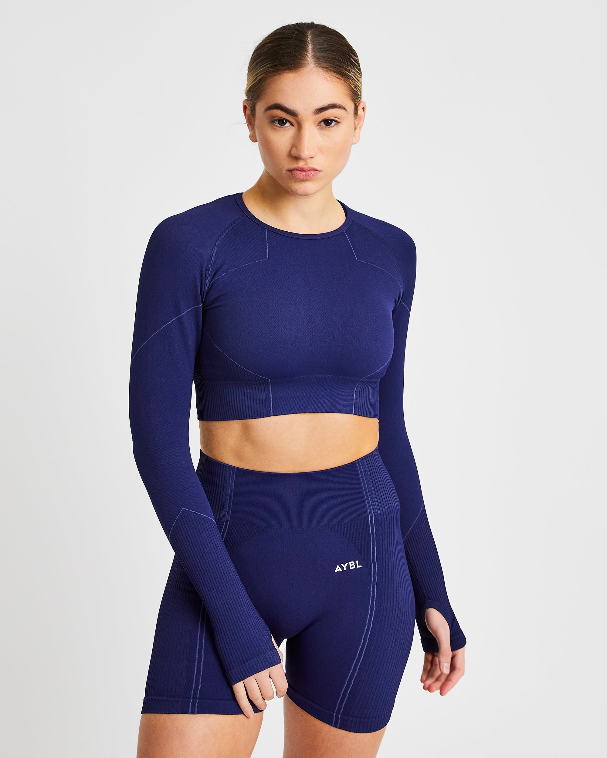 Reflex Seamless Long Sleeve Crop Top - Royal Bleu