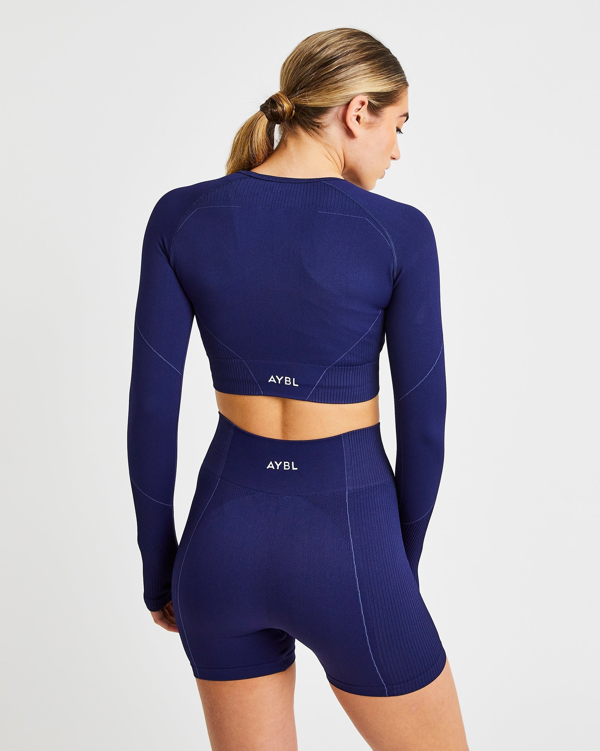 Reflex Seamless Long Sleeve Crop Top - Royal Bleu