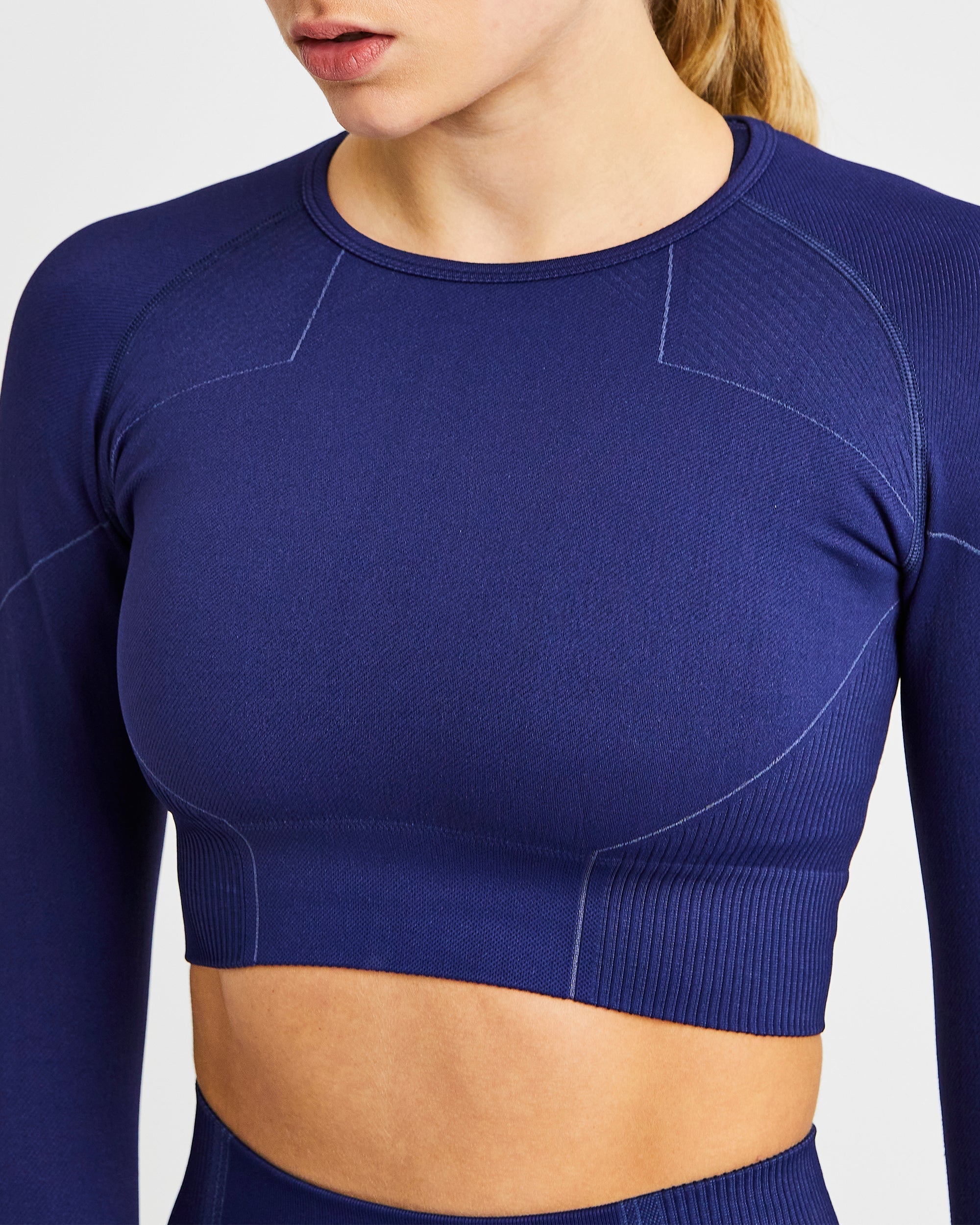 Reflex Seamless Long Sleeve Crop Top - Royal Bleu