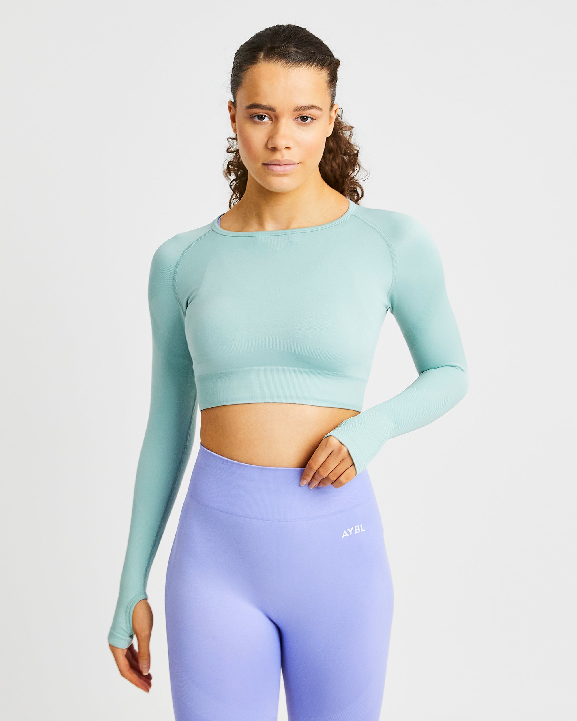 Reform Seamless Long Sleeve Crop Top - Sage Vert