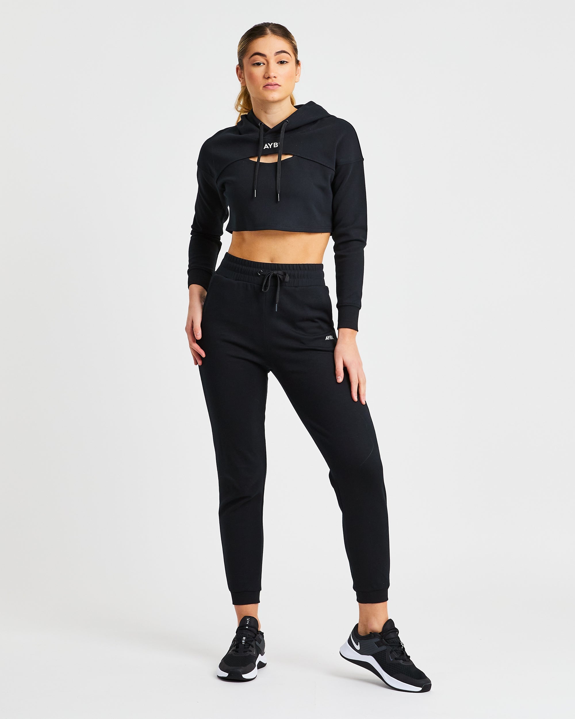 Everyday Cutout Crop Hoodie - Noir