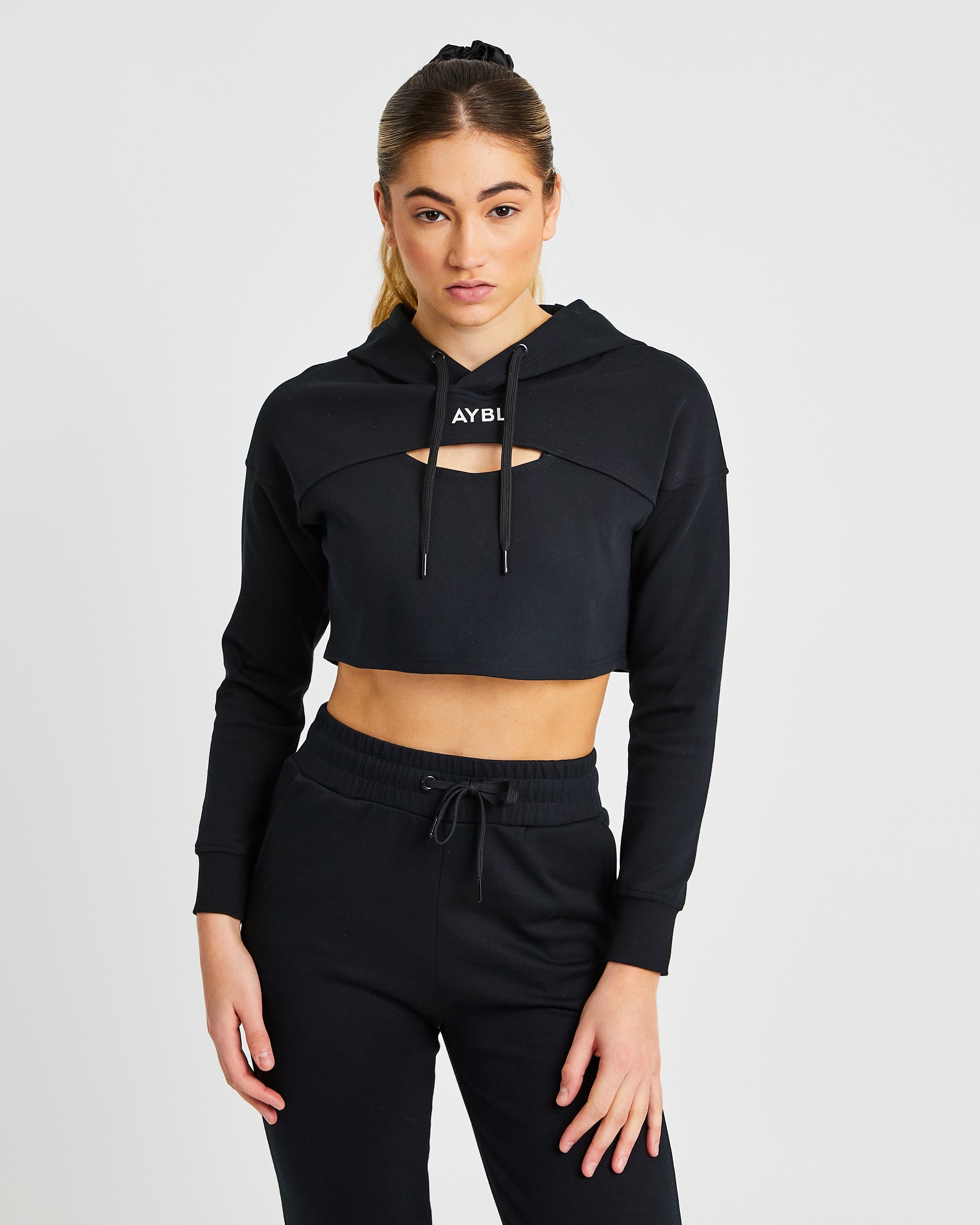 Everyday Cutout Crop Hoodie - Noir