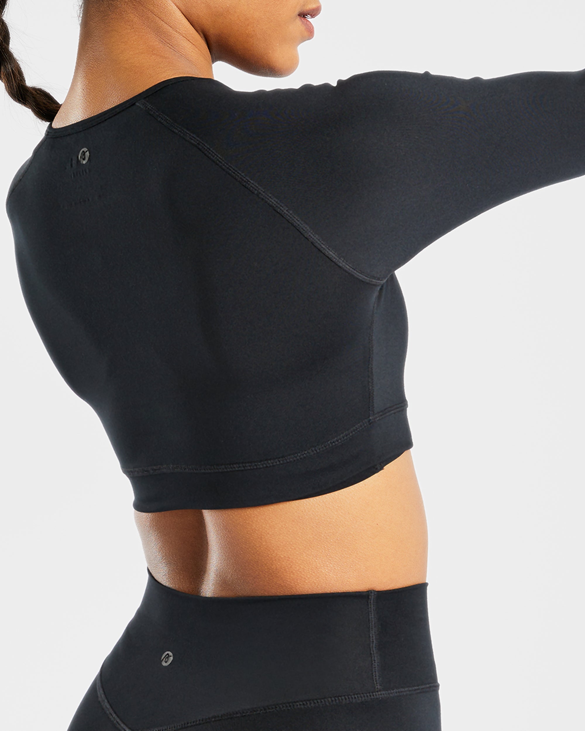 Staple Long Sleeve Crop Top - Noir