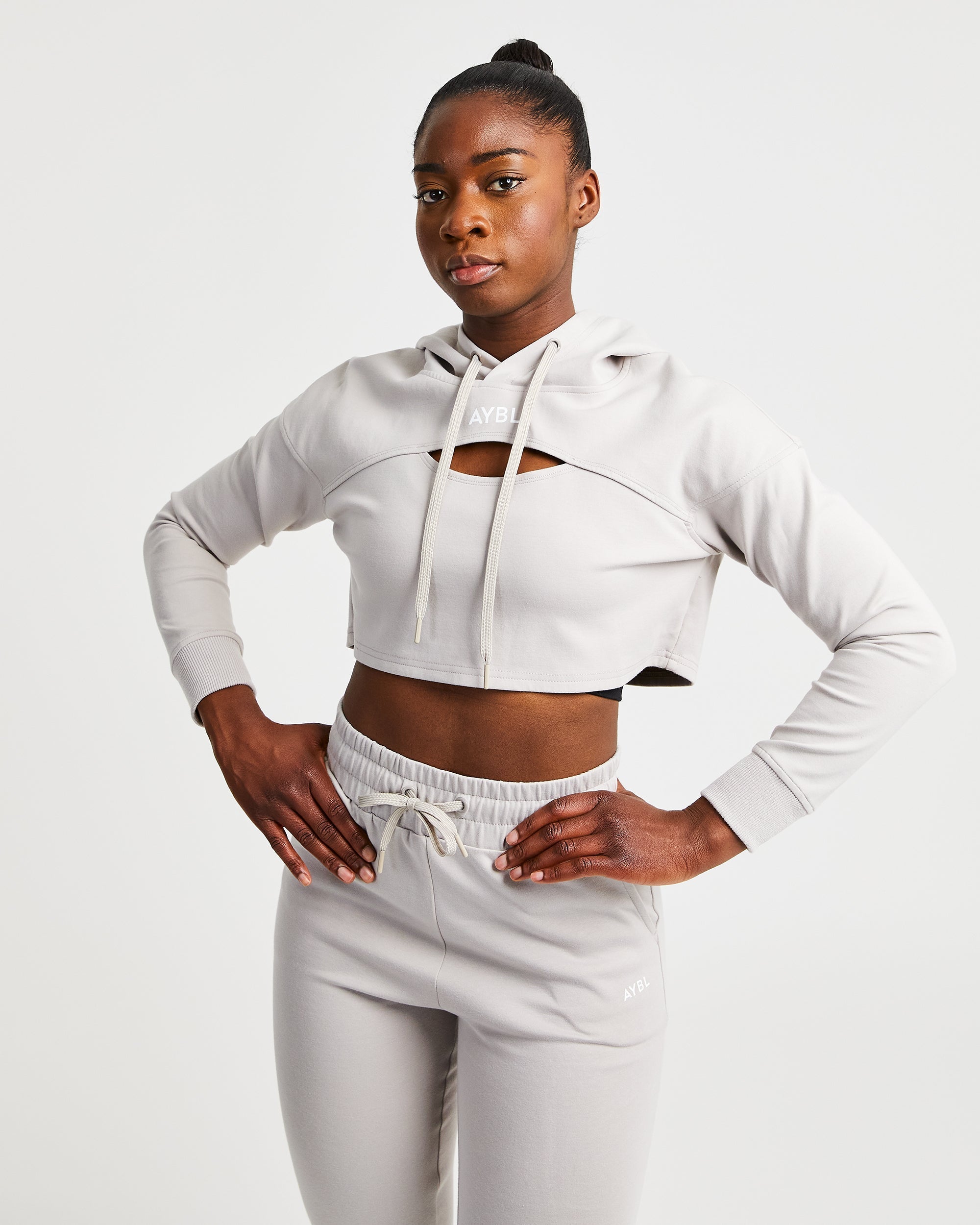 Everyday Cutout Crop Hoodie - Dove Gris