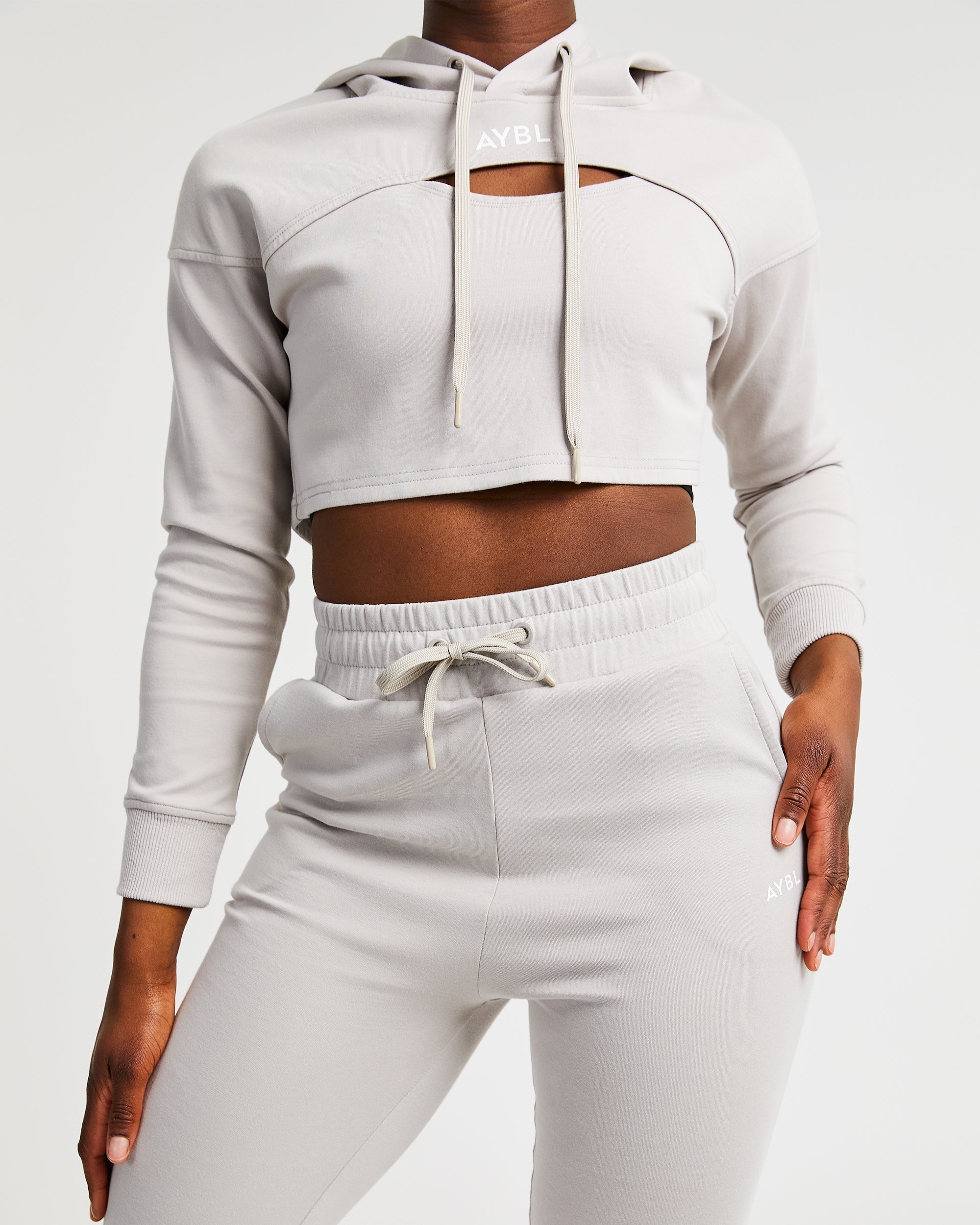 Everyday Cutout Crop Hoodie - Dove Gris