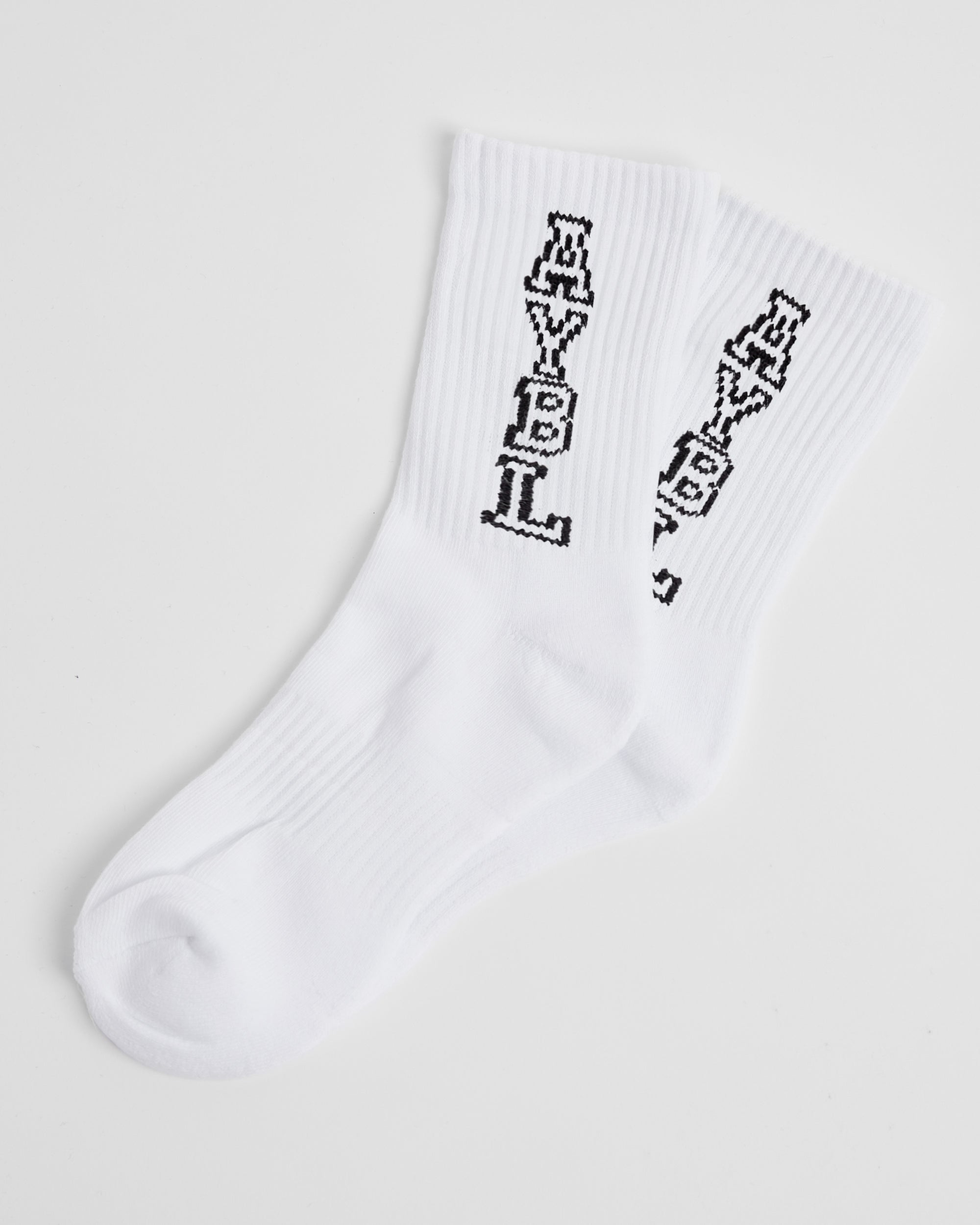 Varsity Vertical Crew Socks - Blanc