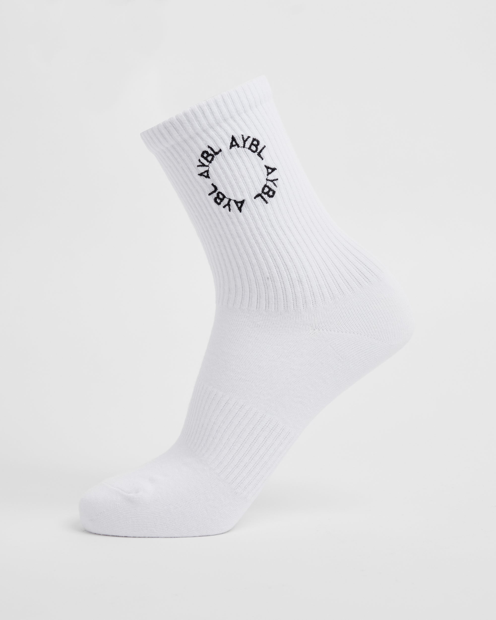 Everyday Embroidered Crew Socks (3 Pack) - Blanc