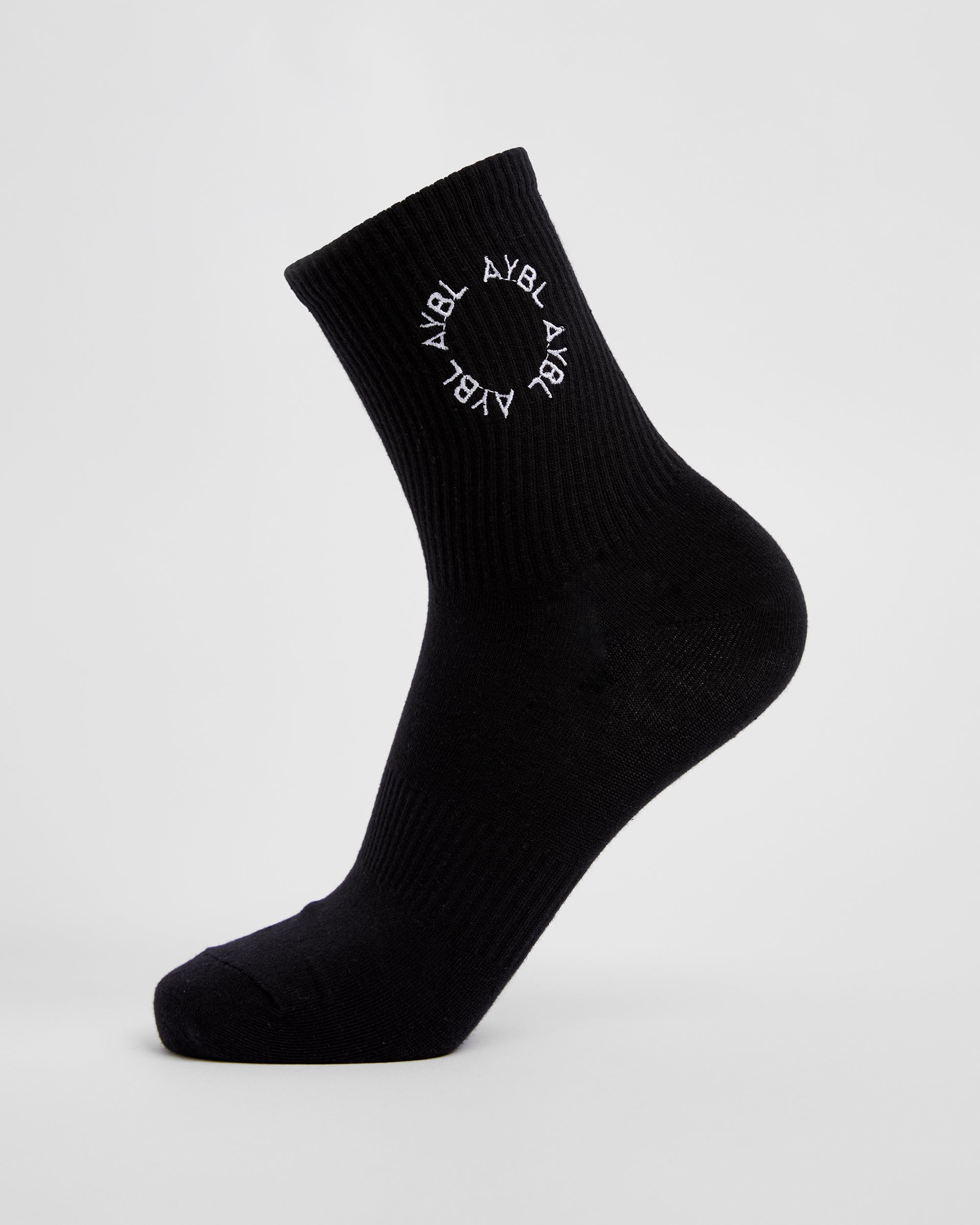 Everyday Embroidered Crew Socks (3 Pack) - Noir