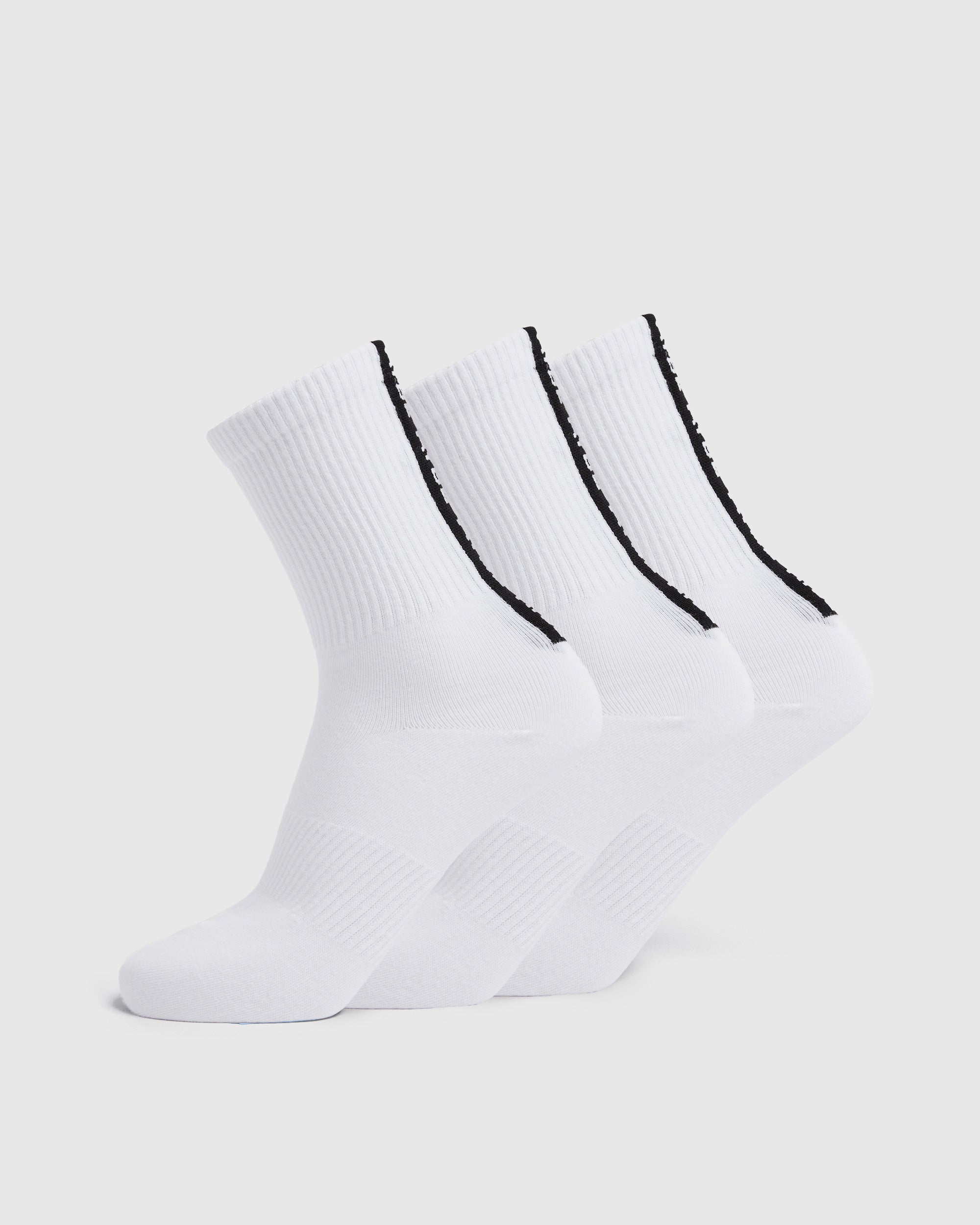 Everyday Back Stripe Crew Socks (3 Pack) - Blanc