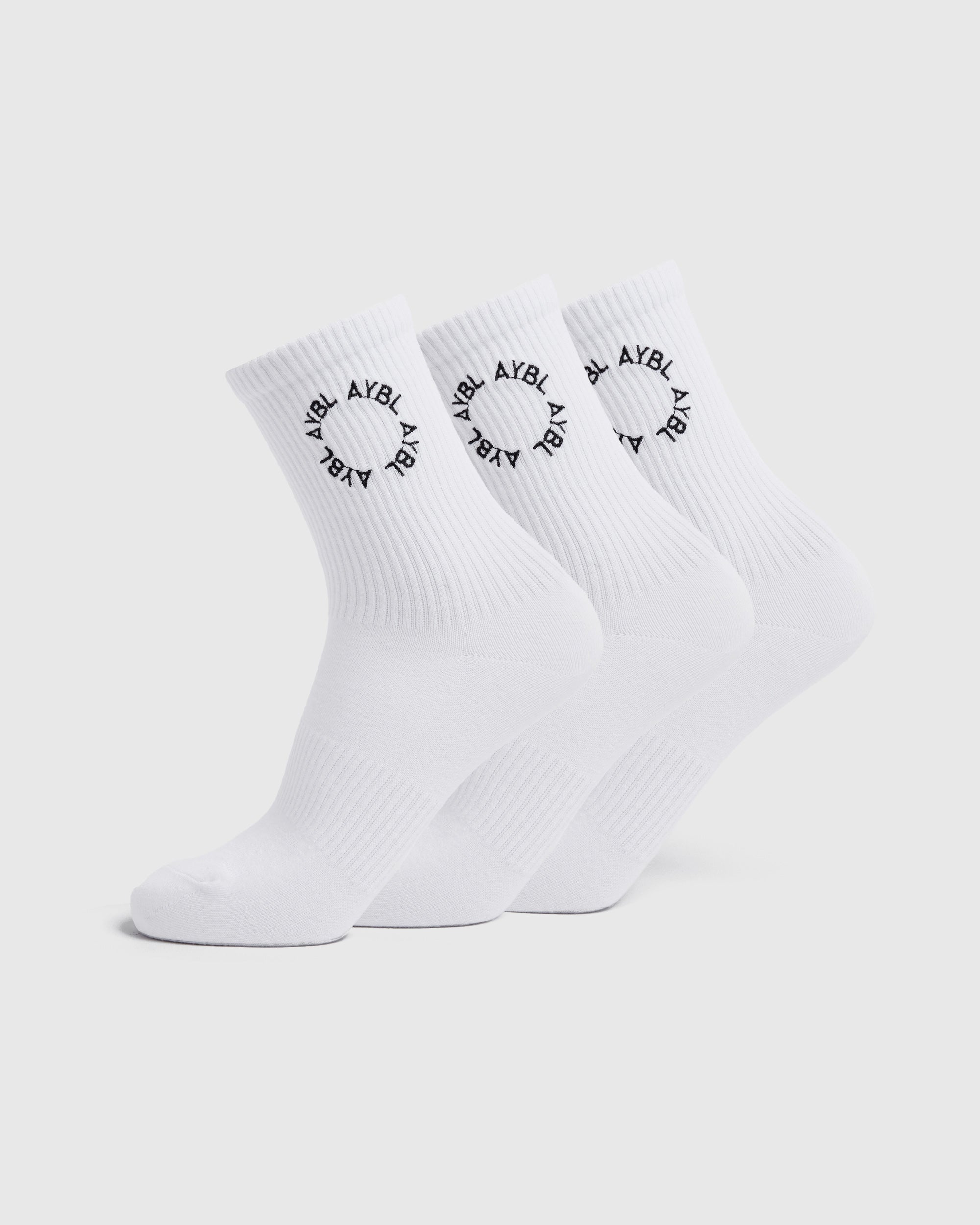 Everyday Embroidered Crew Socks (3 Pack) - Blanc